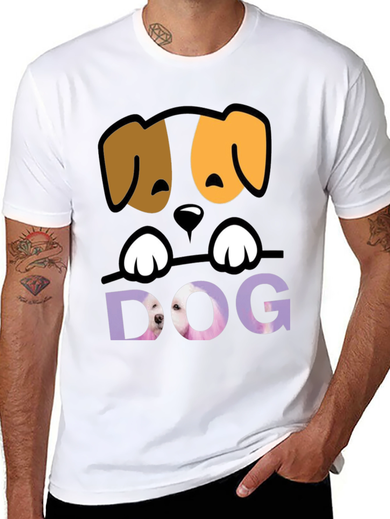 Cute Dog Graphic Tee - Mens Black T-Shirt