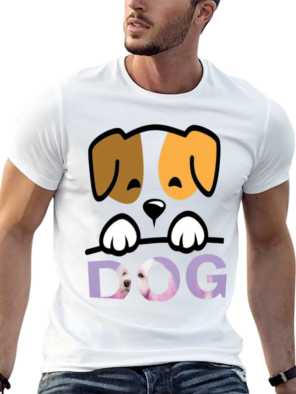 Cute Dog Graphic Tee - Mens Black T-Shirt