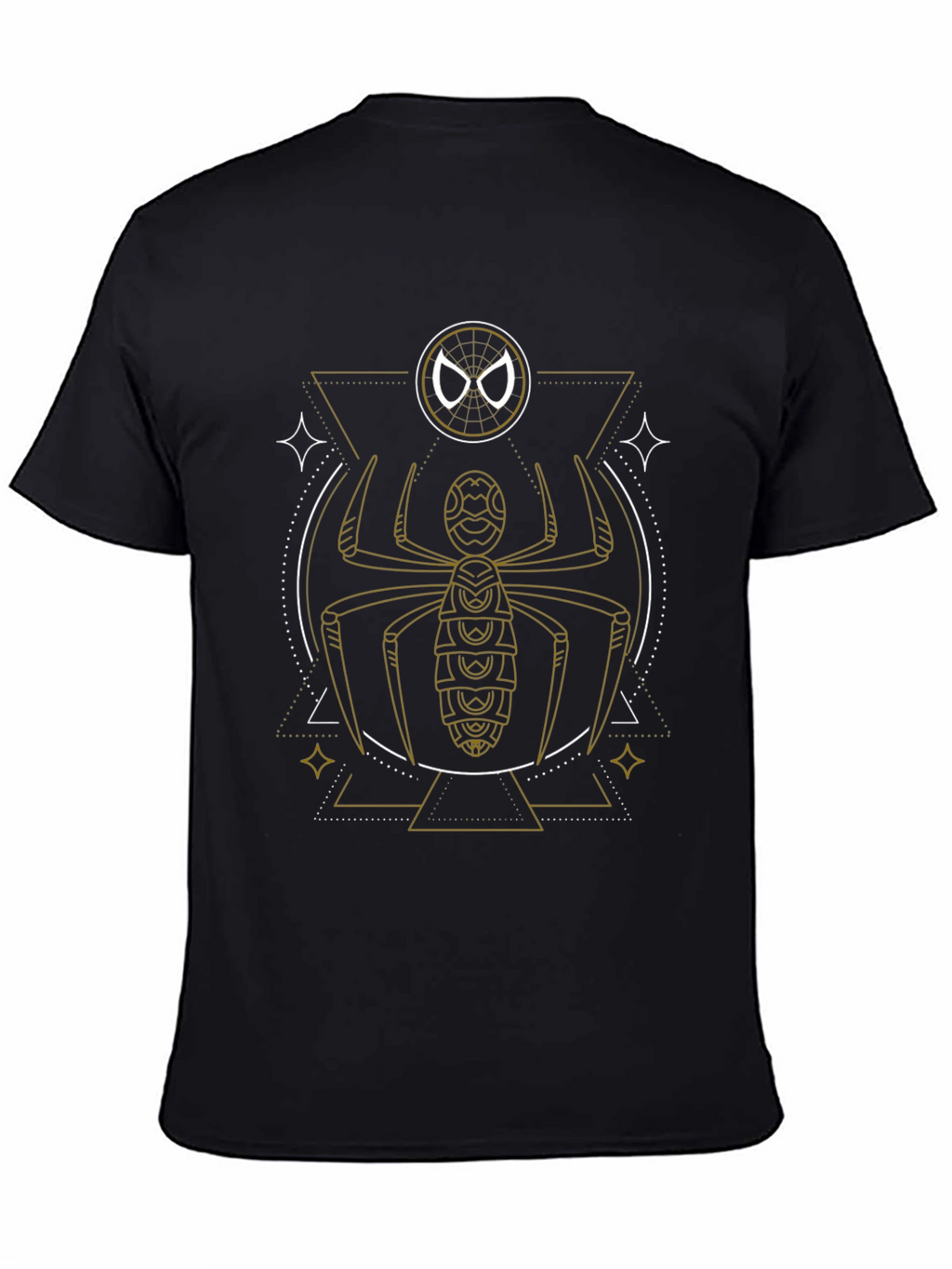 Geometric Spider Graphic Tee - Black Cotton Blend