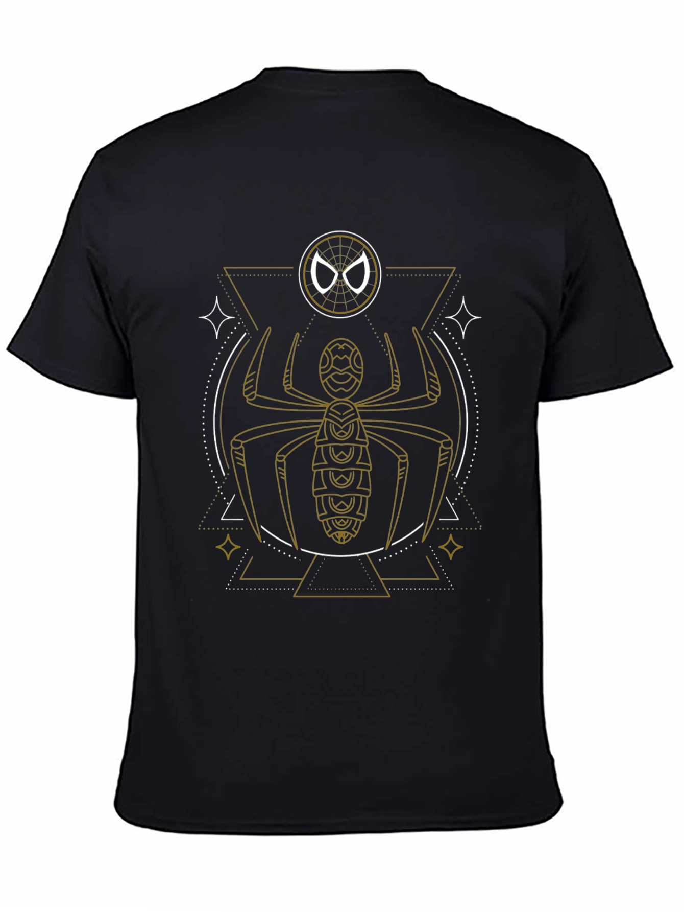 Geometric Spider Graphic Tee - Black Cotton Blend