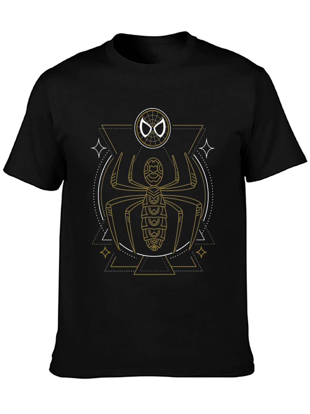 Geometric Spider Graphic Tee - Black Cotton Blend