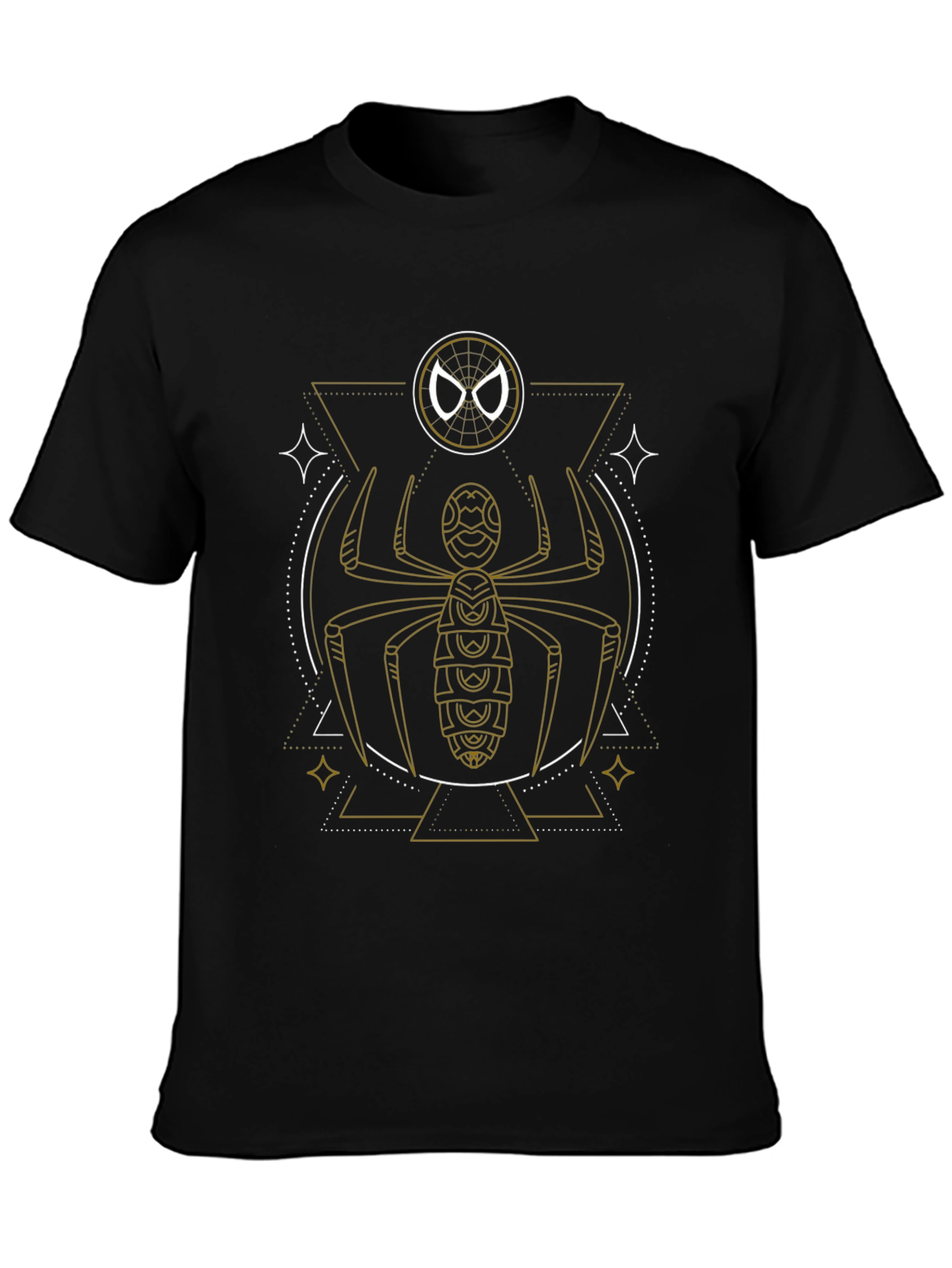 Geometric Spider Graphic Tee - Black Cotton Blend