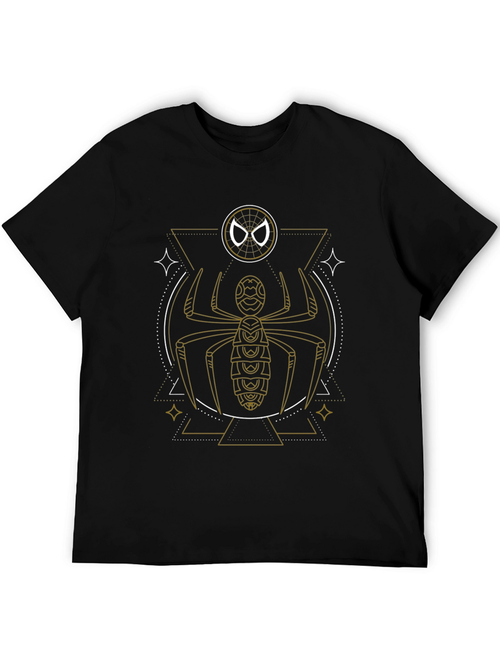 Geometric Spider Graphic Tee - Black Cotton Blend