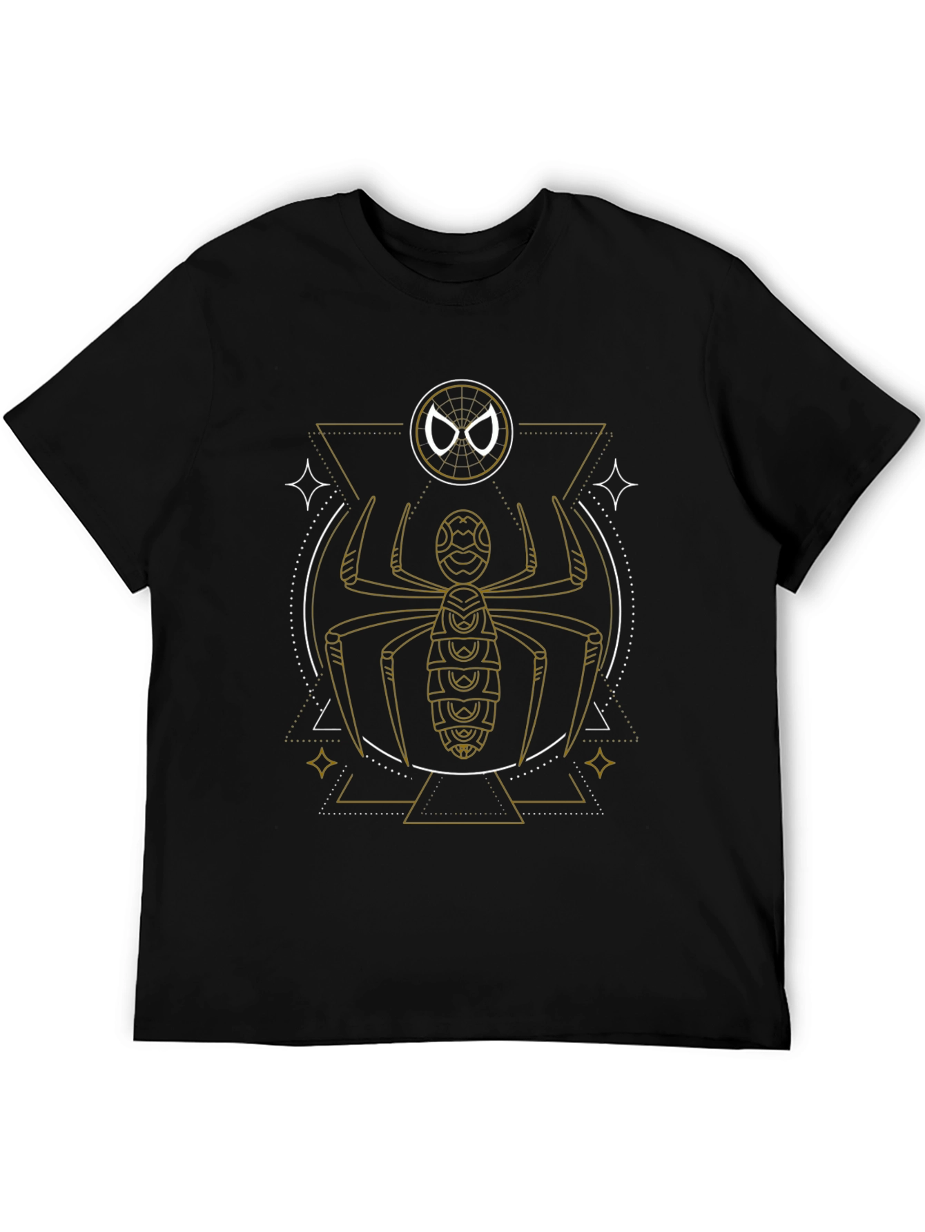 Geometric Spider Graphic Tee - Black Cotton Blend