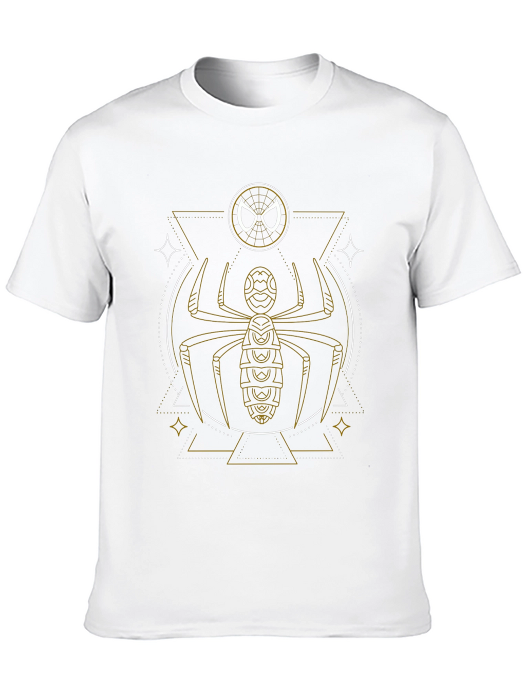 Geometric Spider Graphic Tee - Black Cotton Blend
