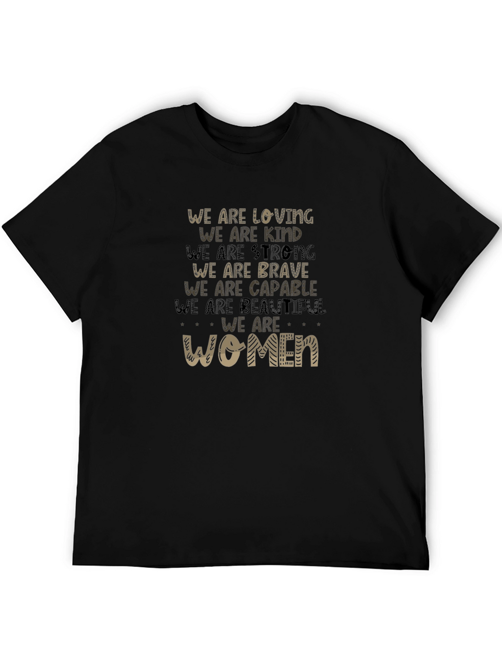 Empowering Womens T-Shirt: Loving Kind Strong & Brave