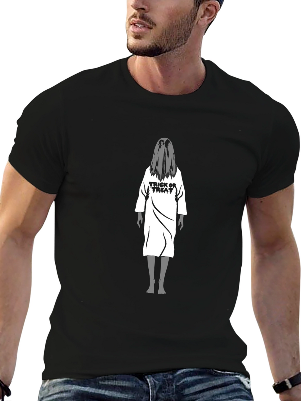 Halloween Ghost Trick or Treat Black T-Shirt