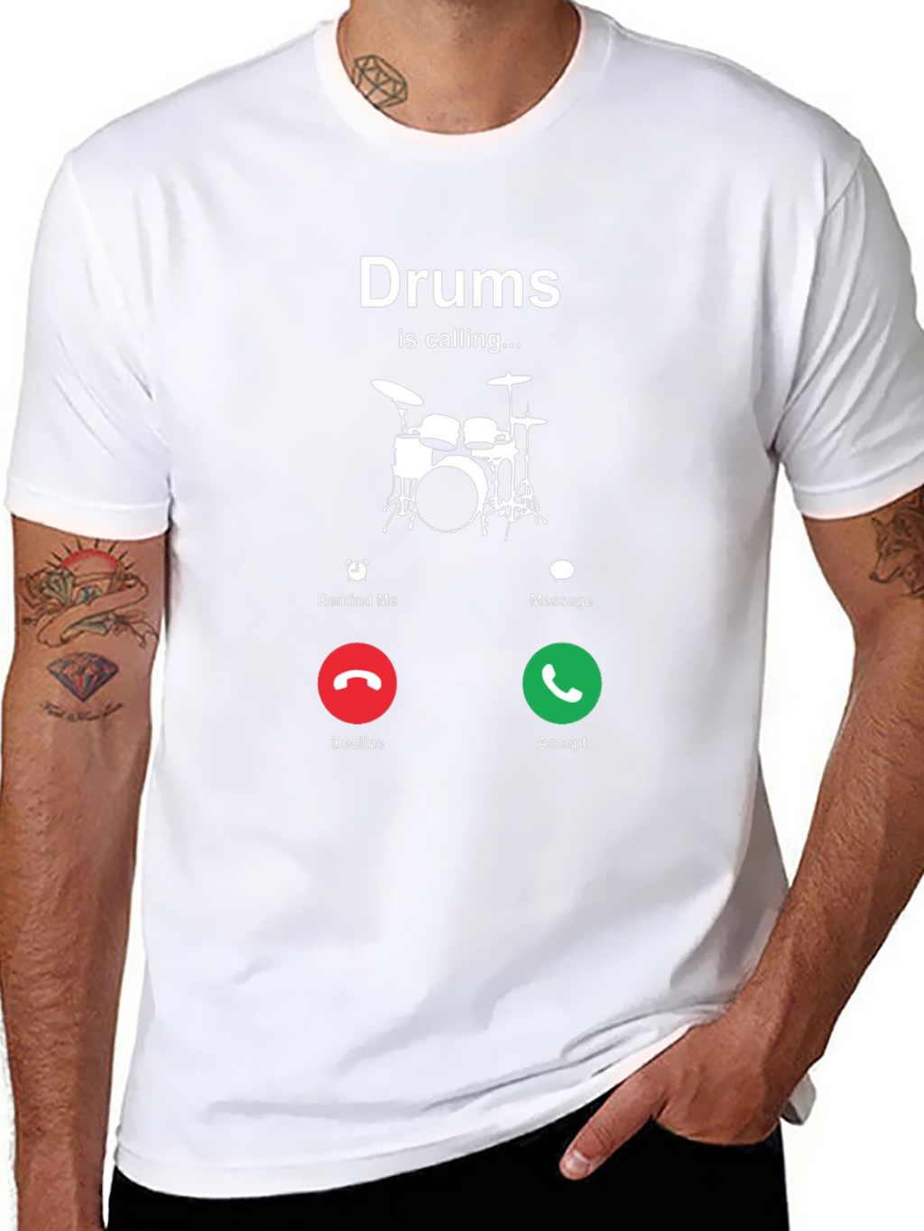 Drums Calling Black T-Shirt - Music Lover Tee