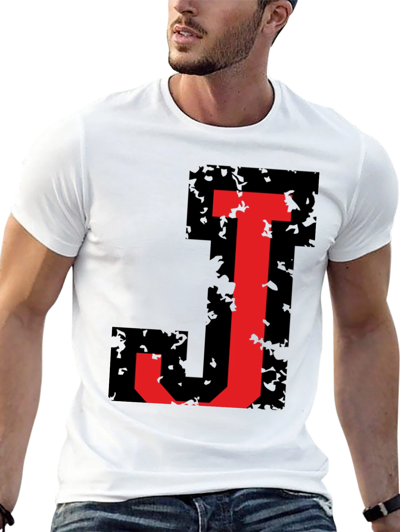 Bold J Initial Graphic Black T-Shirt