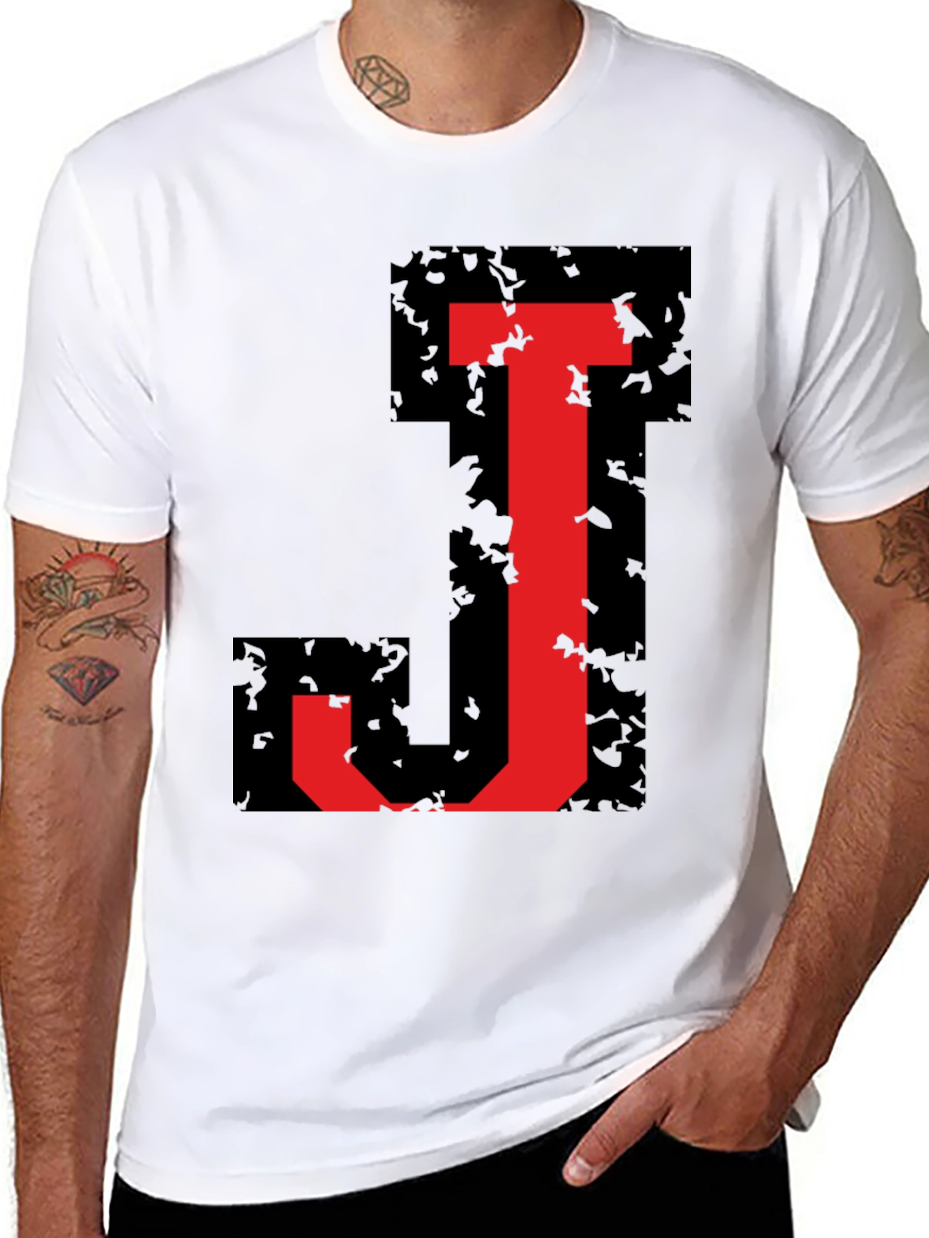 Bold J Initial Graphic Black T-Shirt