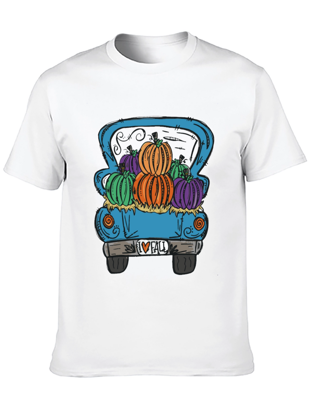 Fall Pumpkin Truck Graphic Tee - Black
