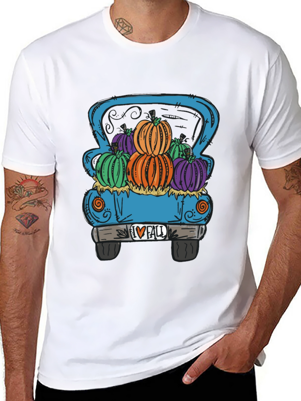 Fall Pumpkin Truck Graphic Tee - Black