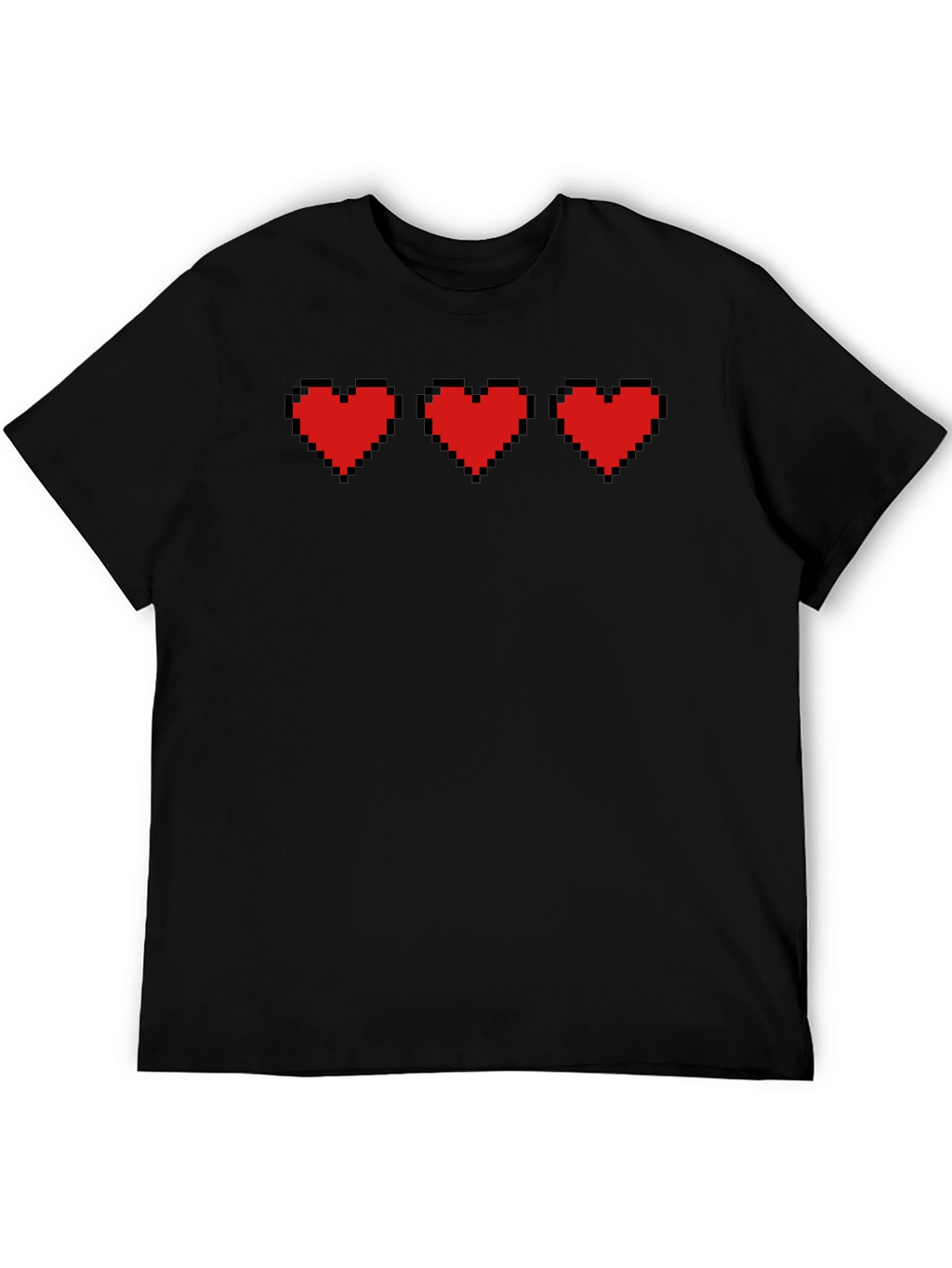 Pixel Hearts Black T-Shirt - Gamer Style