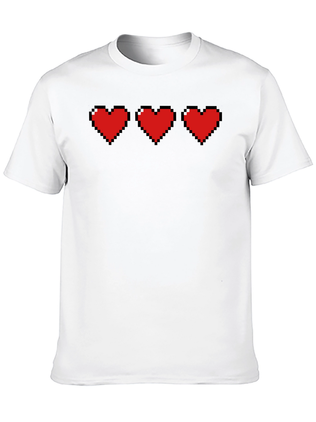 Pixel Hearts Black T-Shirt - Gamer Style