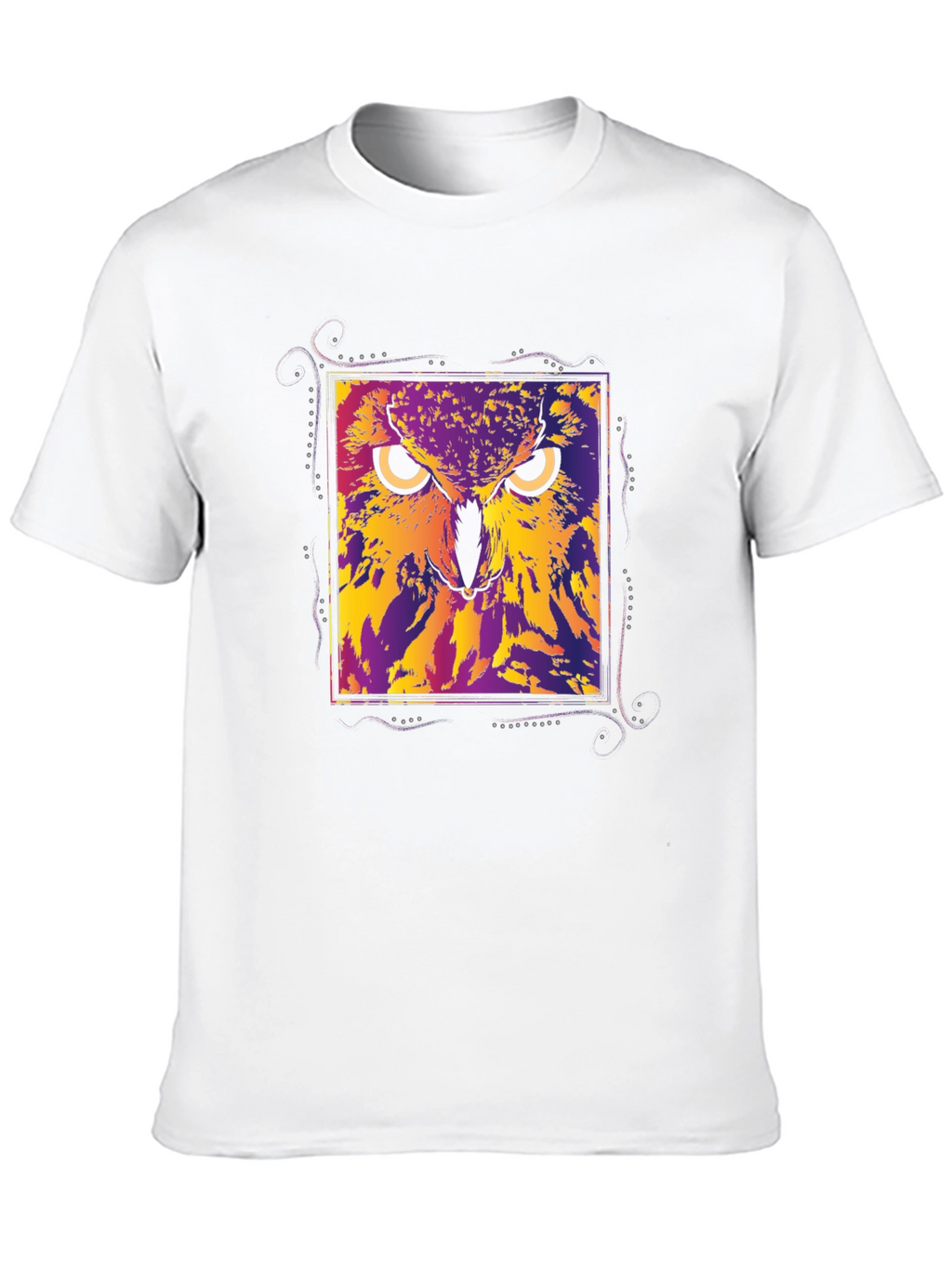 Abstract Owl Graphic Black T-Shirt