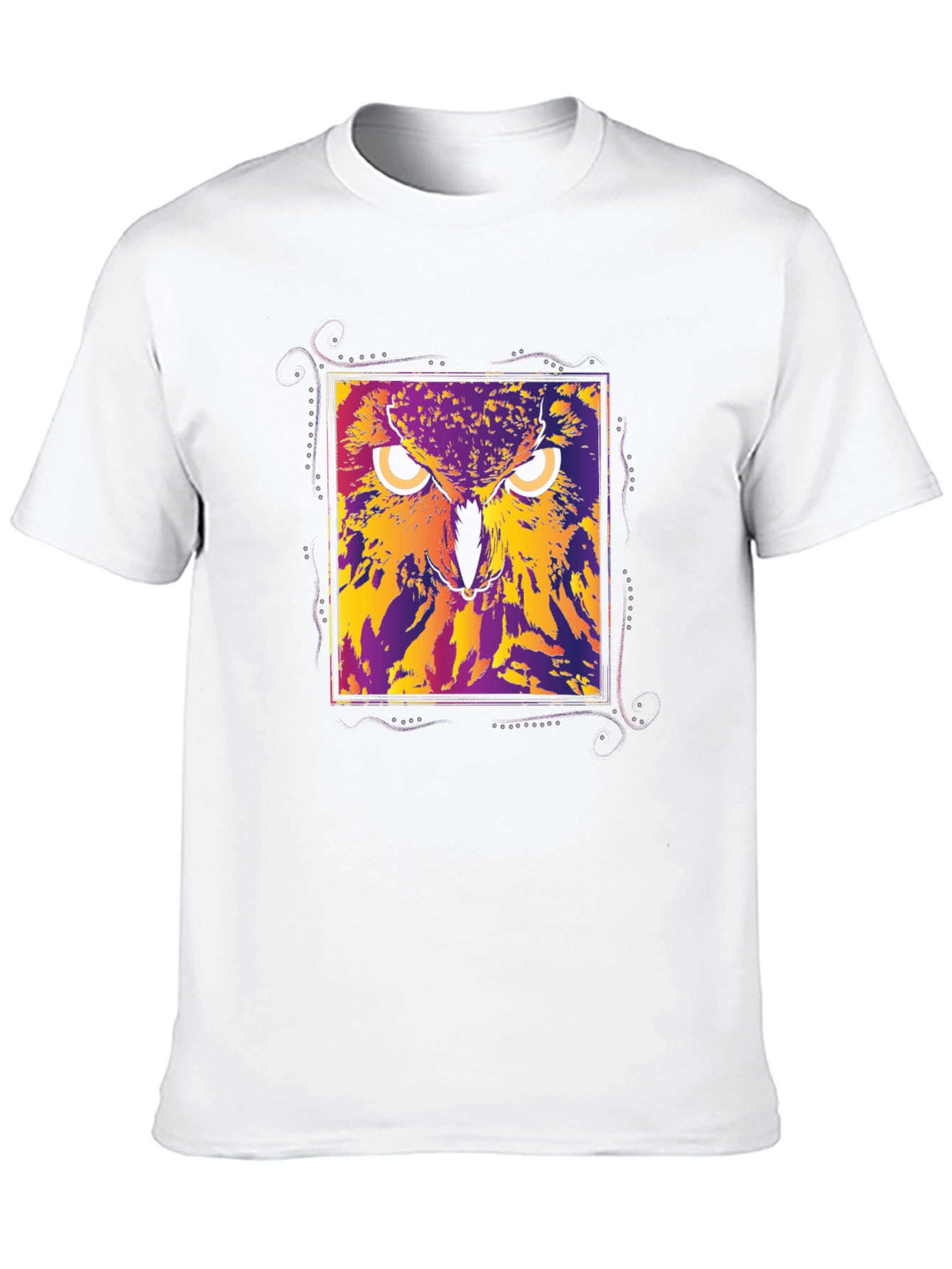 Abstract Owl Graphic Black T-Shirt