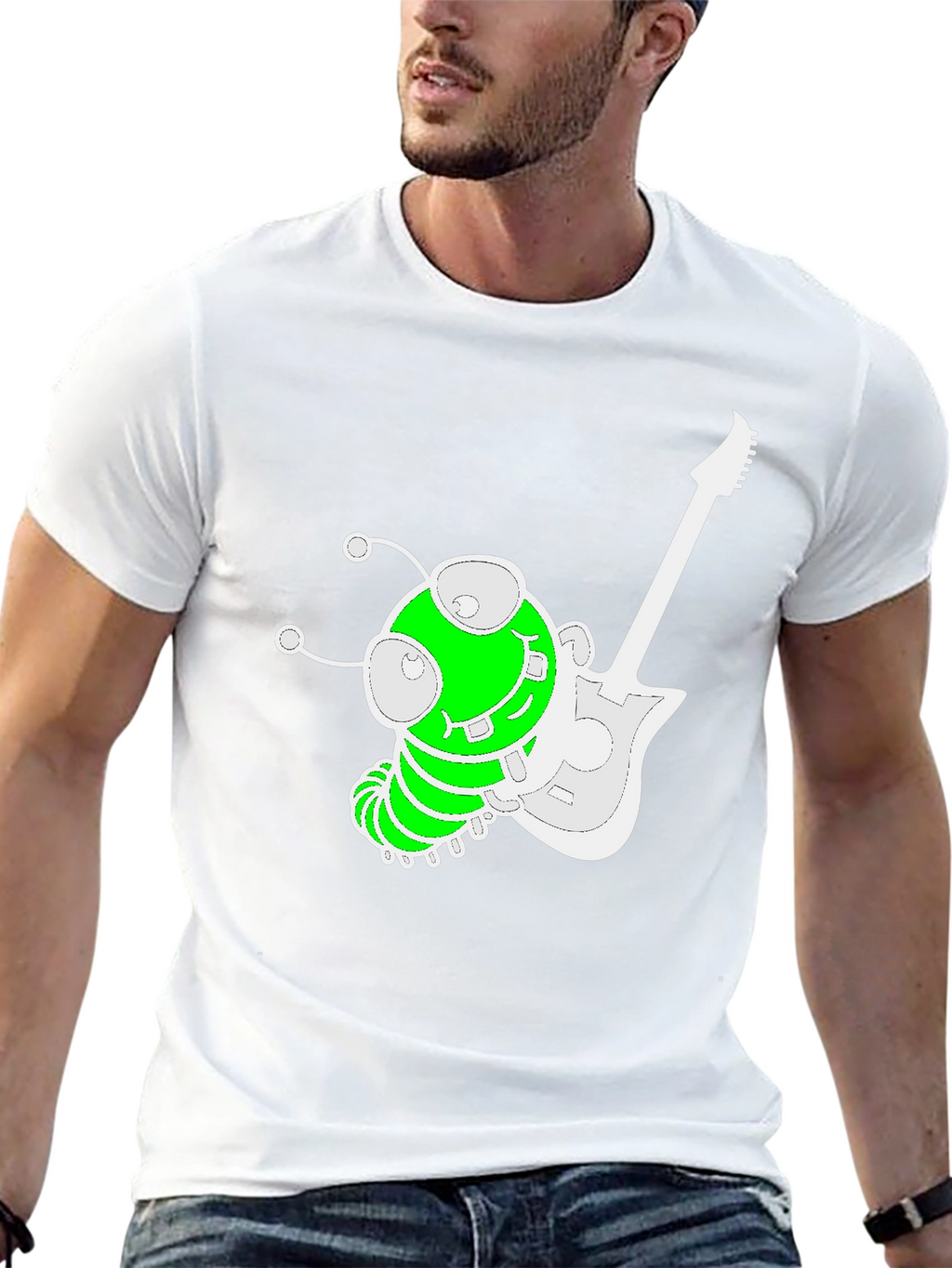 Funky Alien Guitarist Graphic Tee - Black