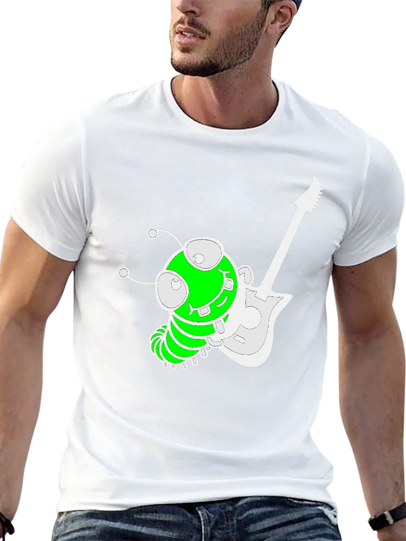 Funky Alien Guitarist Graphic Tee - Black