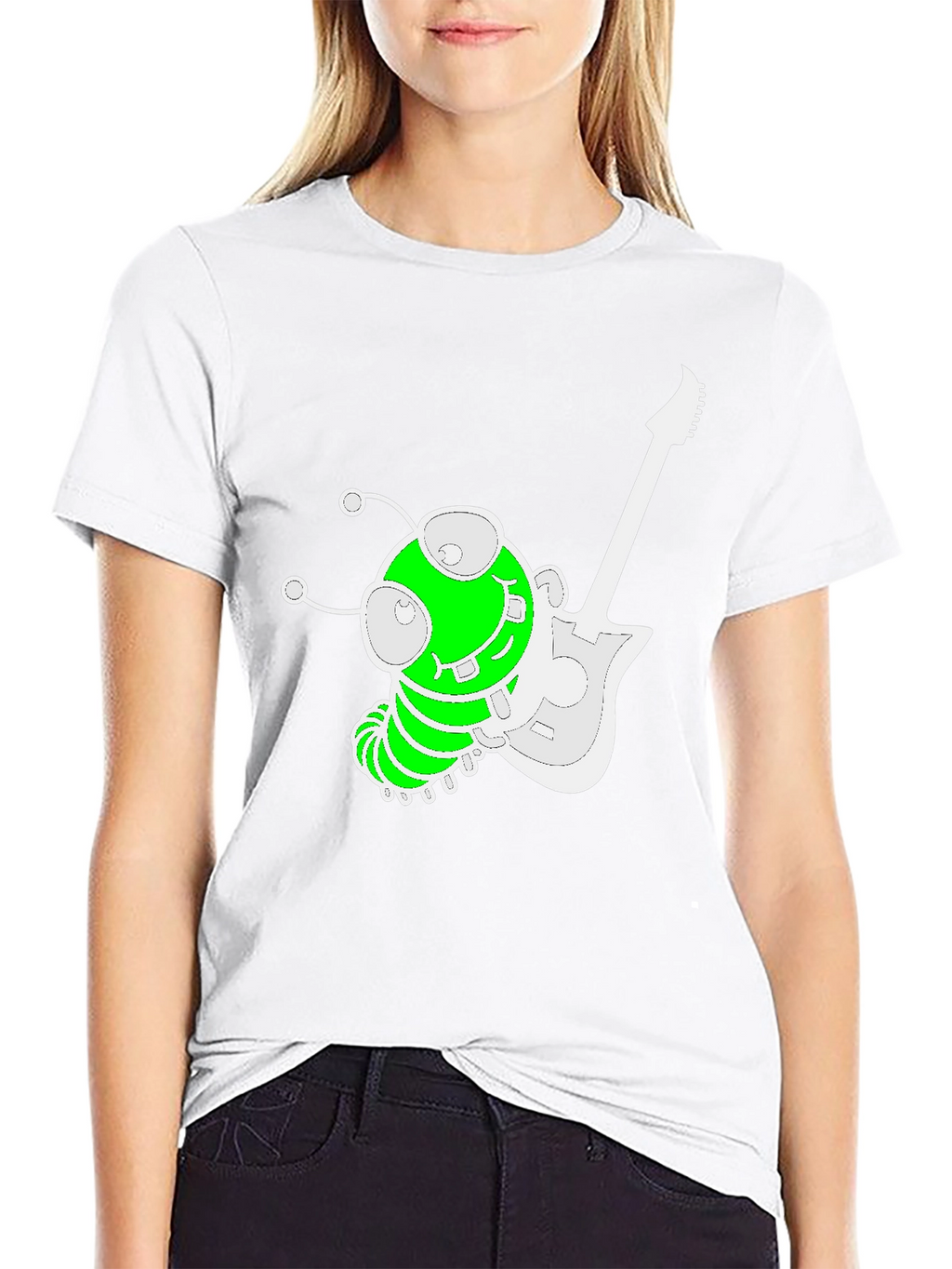 Funky Alien Guitarist Graphic Tee - Black