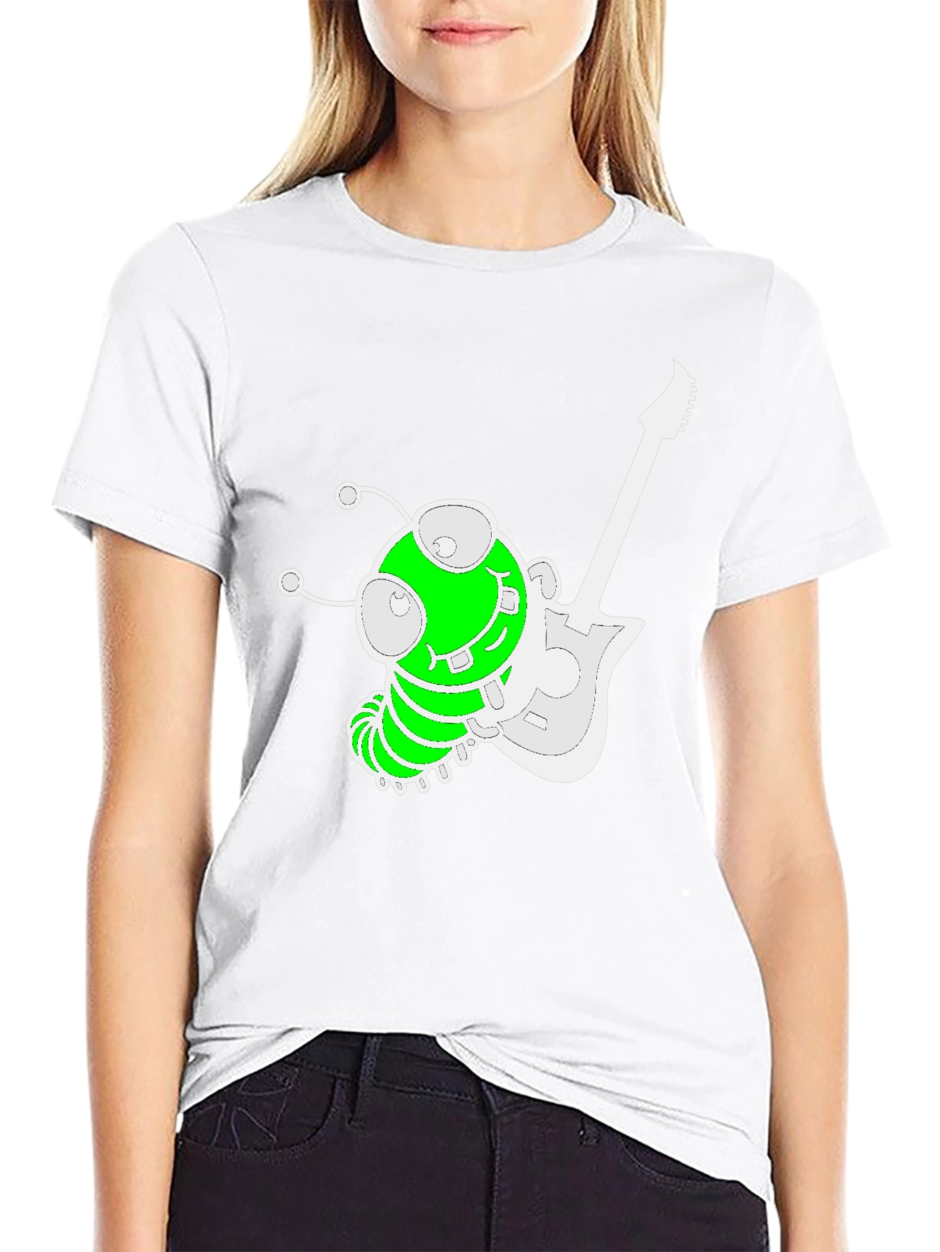 Funky Alien Guitarist Graphic Tee - Black