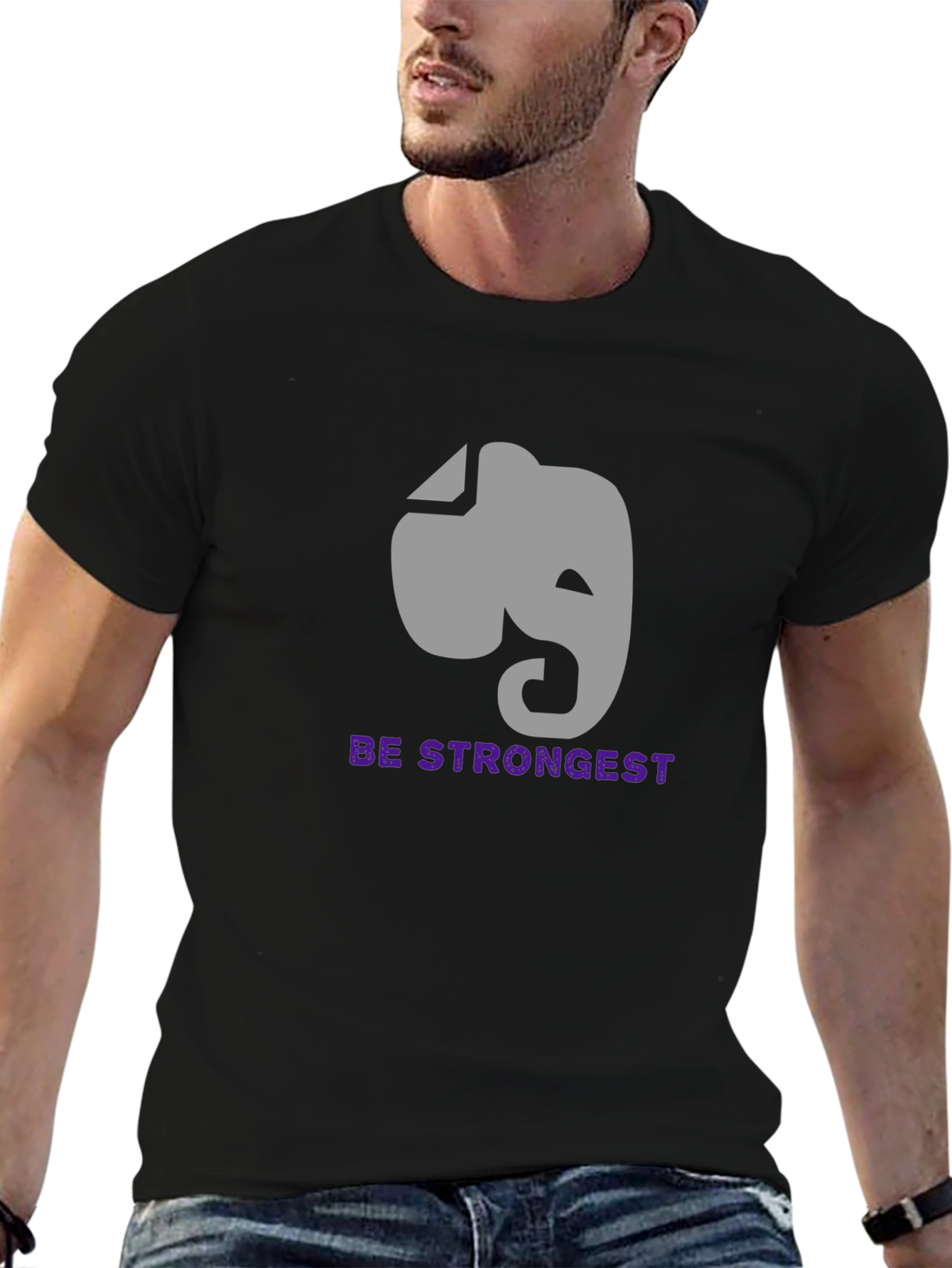 Elephant Graphic Tee - Be Strongest Motivational Shirt