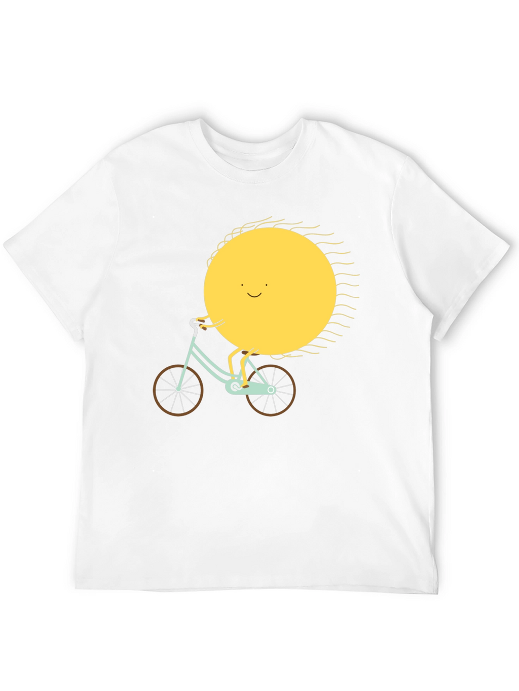 Sun Riding Bike Graphic Tee - Black Cotton T-Shirt