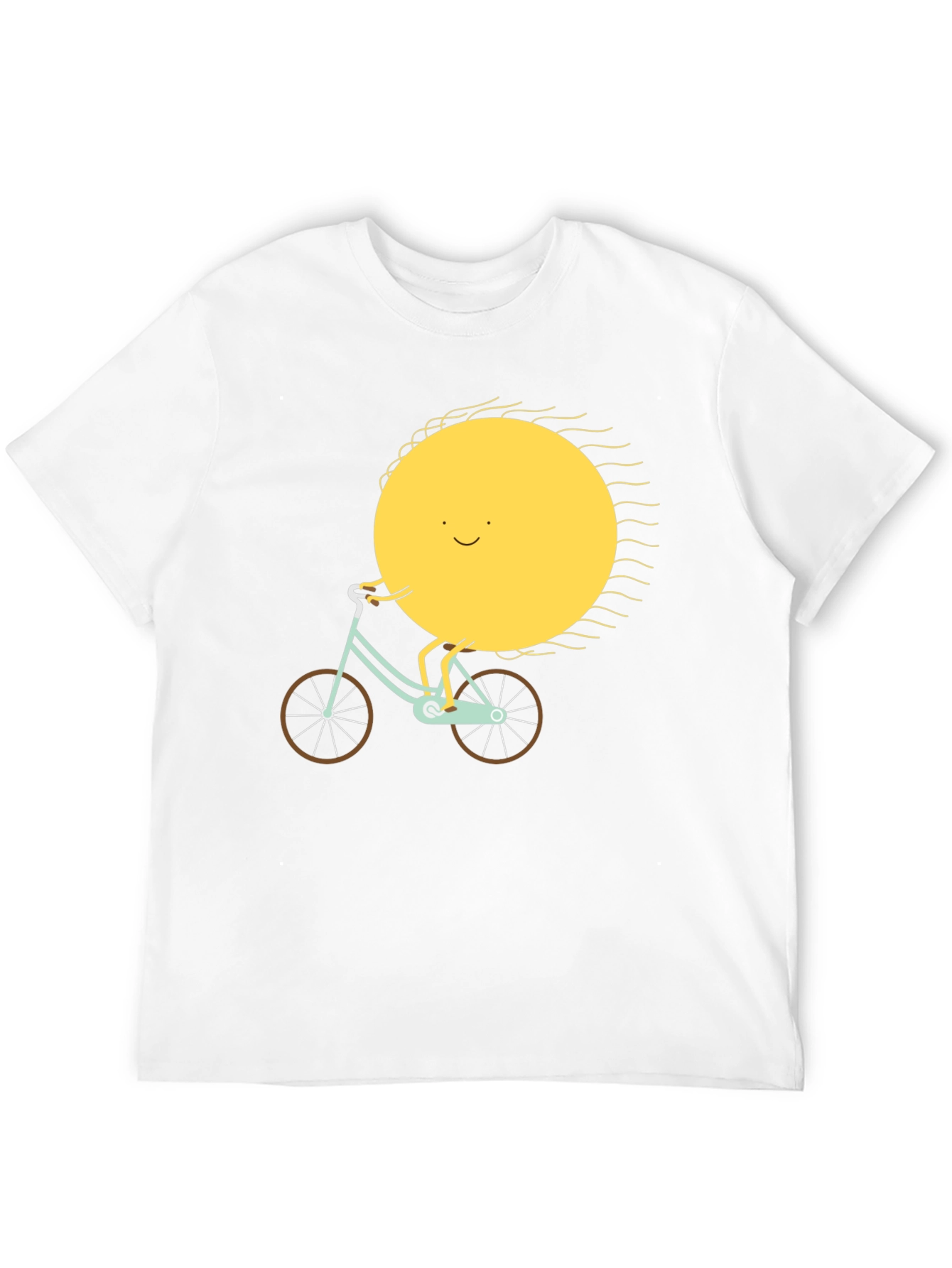 Sun Riding Bike Graphic Tee - Black Cotton T-Shirt