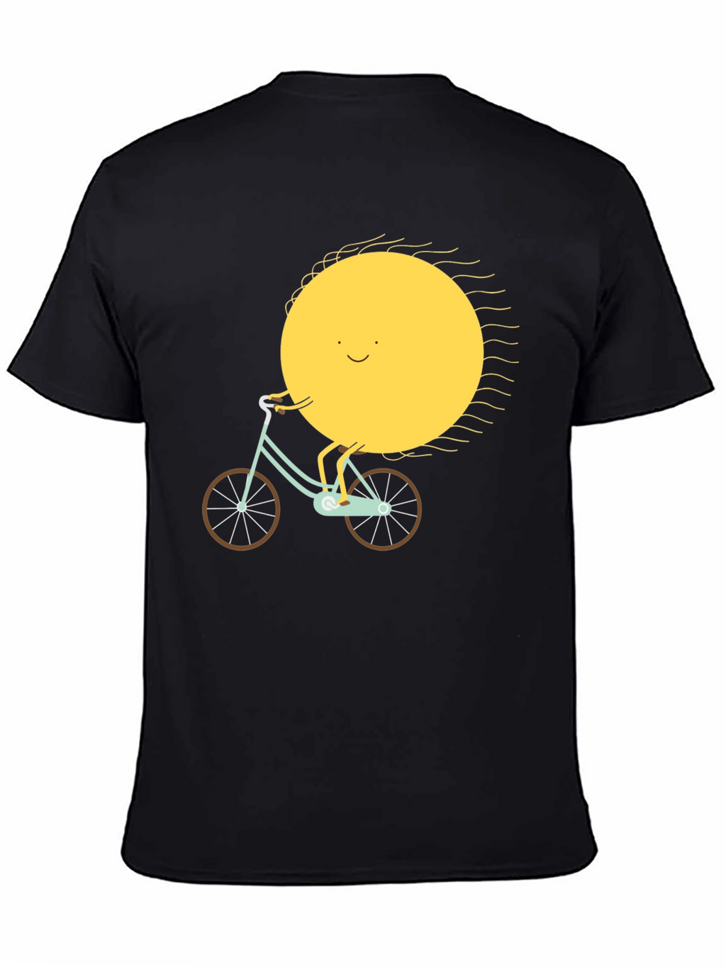 Sun Riding Bike Graphic Tee - Black Cotton T-Shirt