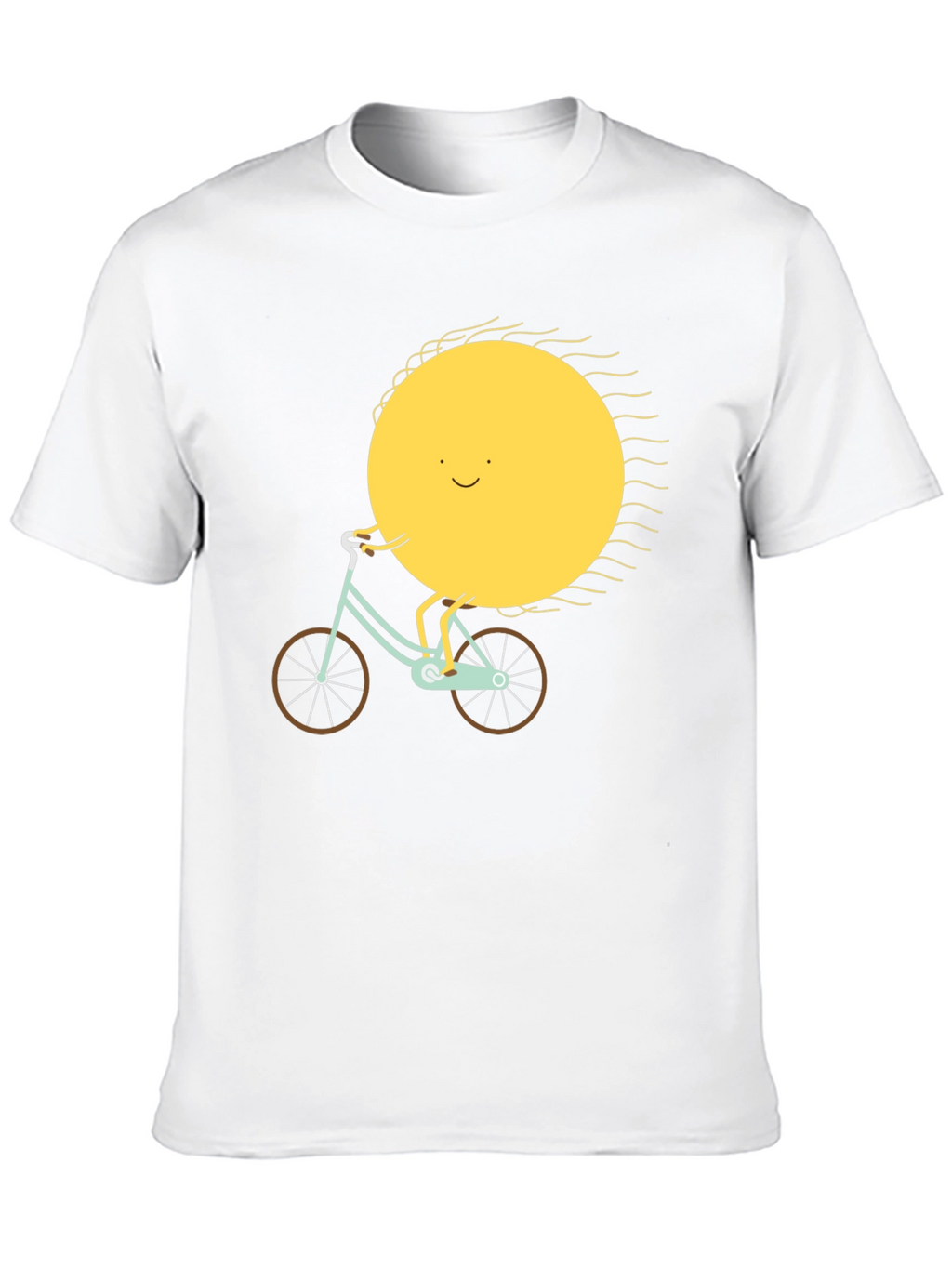 Sun Riding Bike Graphic Tee - Black Cotton T-Shirt