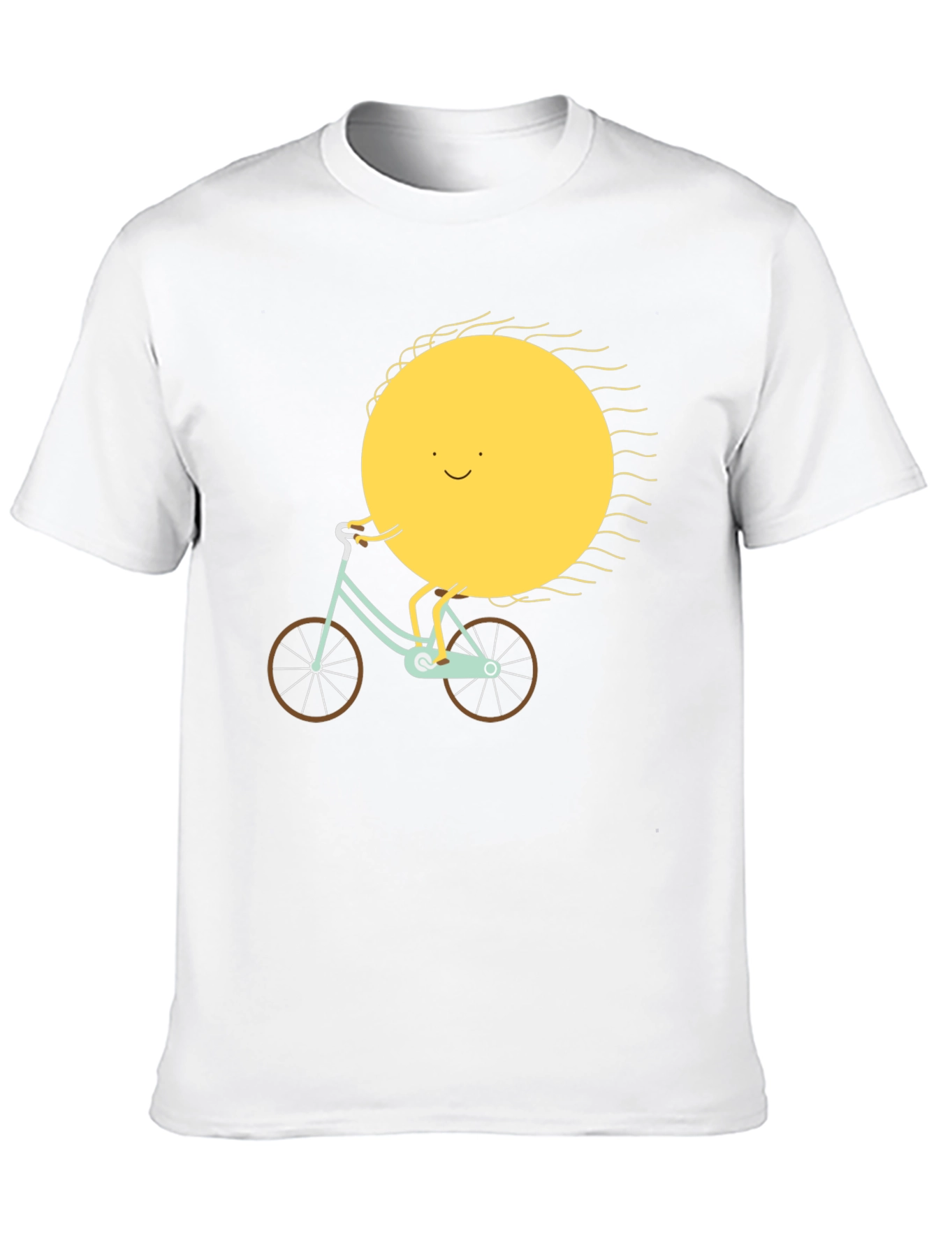 Sun Riding Bike Graphic Tee - Black Cotton T-Shirt