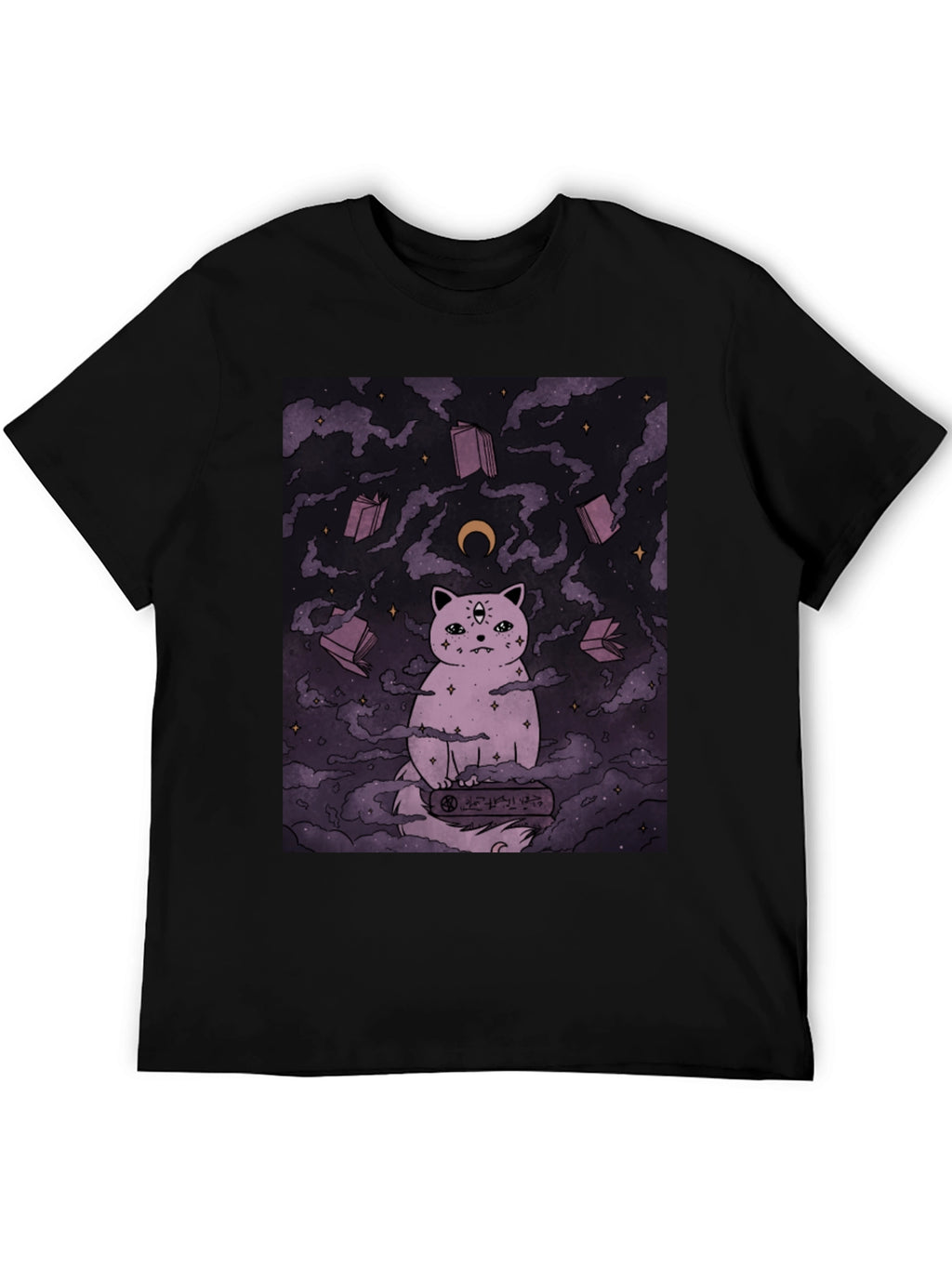 Mystic Cat Graphic Tee - Unisex Black T-Shirt