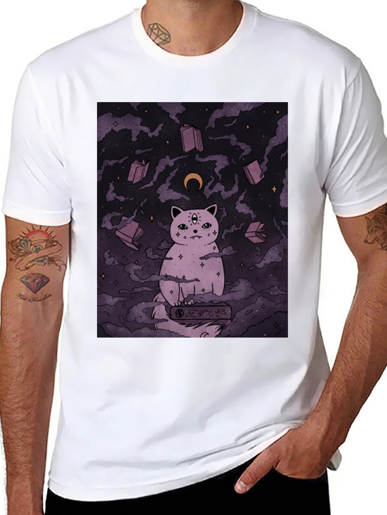 Mystic Cat Graphic Tee - Unisex Black T-Shirt