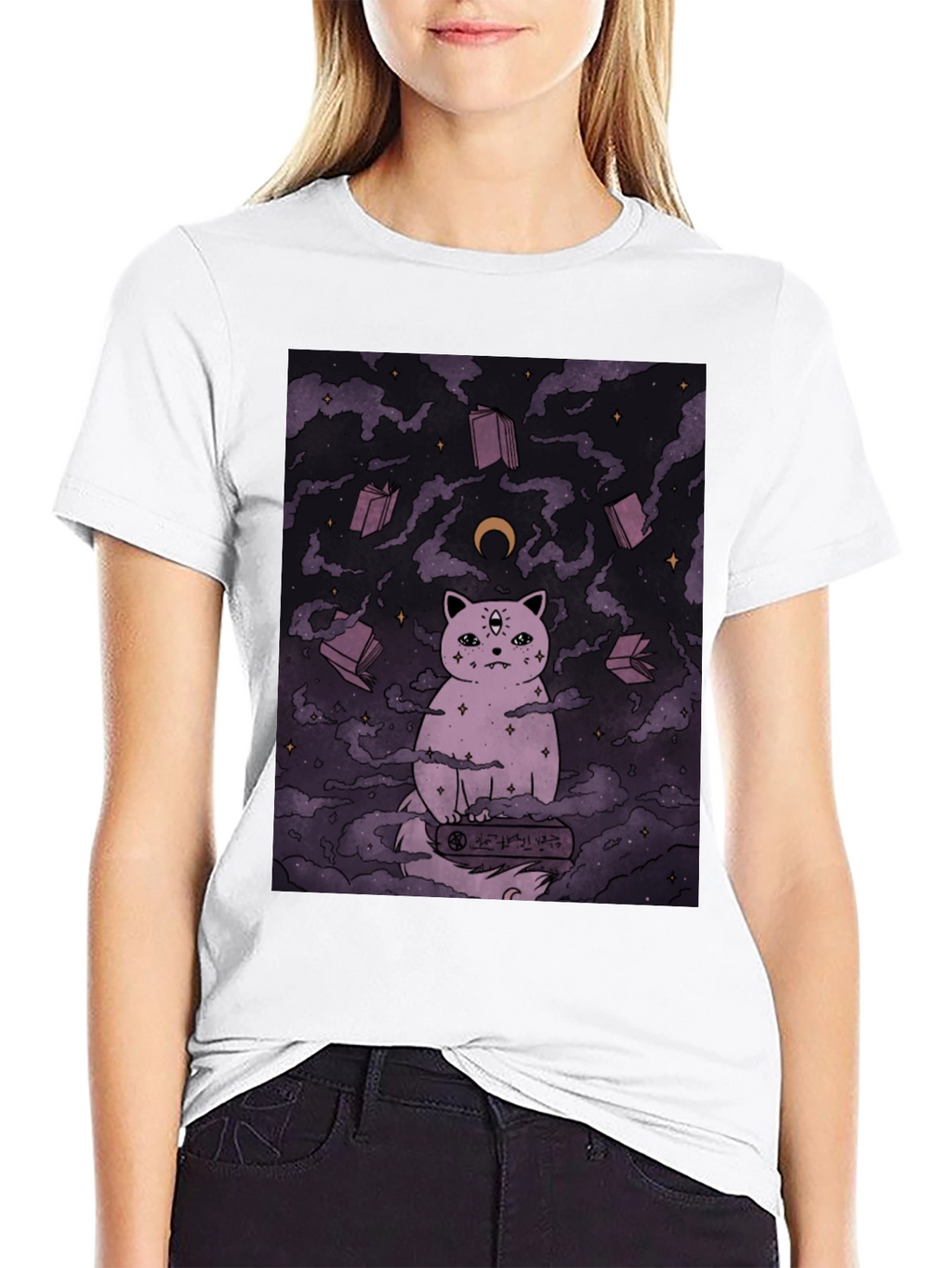 Mystic Cat Graphic Tee - Unisex Black T-Shirt