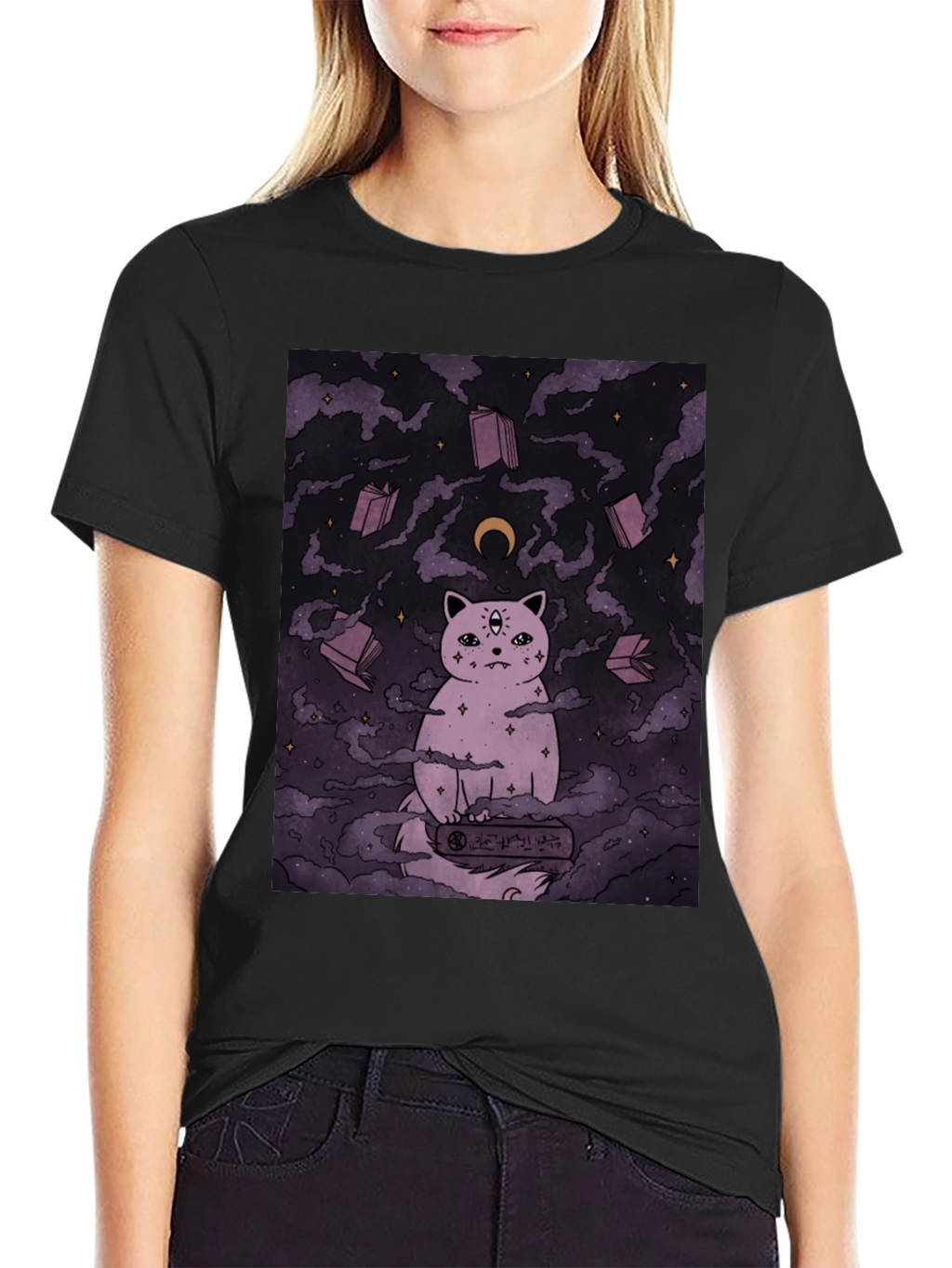 Mystic Cat Graphic Tee - Unisex Black T-Shirt