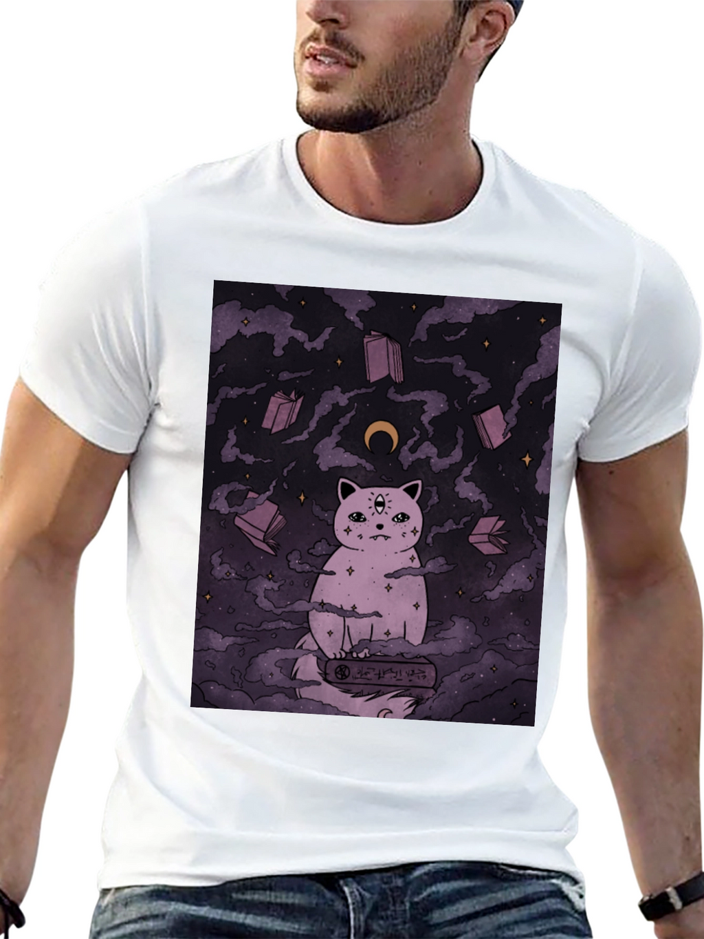 Mystic Cat Graphic Tee - Unisex Black T-Shirt