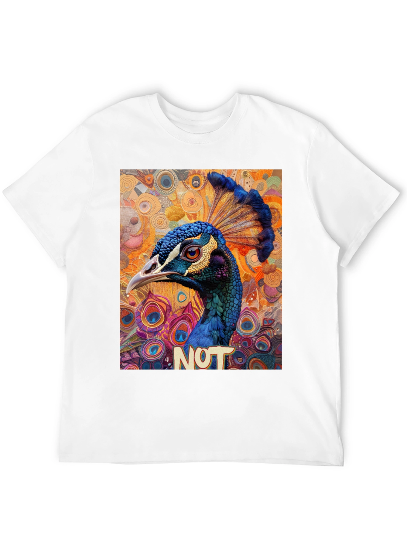 Peacock Art Graphic T-Shirt - Mens Black Tee