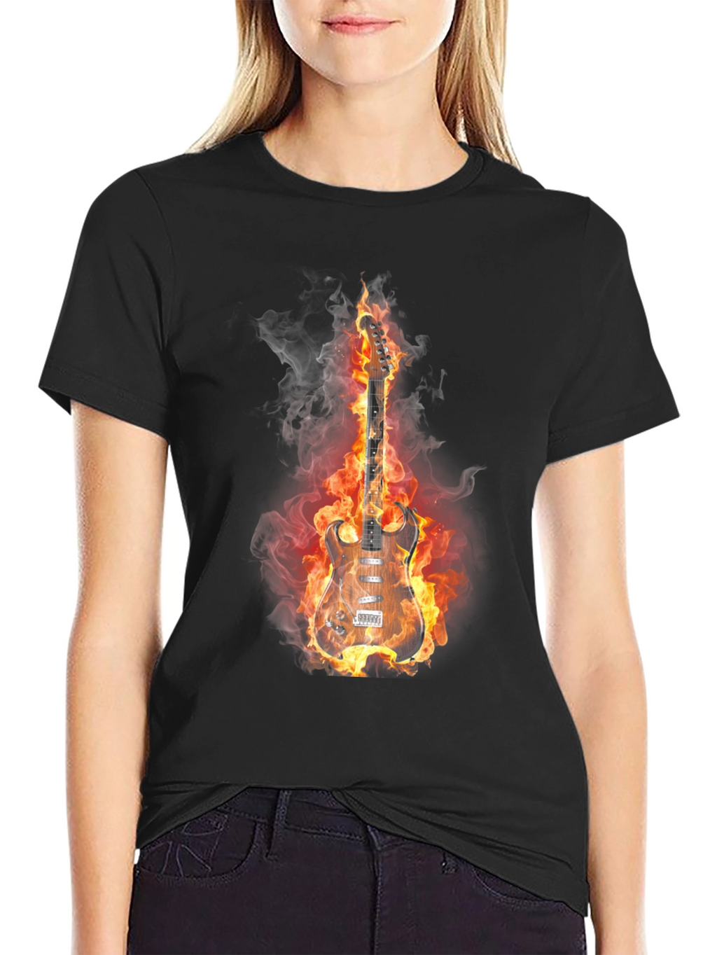 Flaming Guitar T-Shirt - Rock and Roll Style