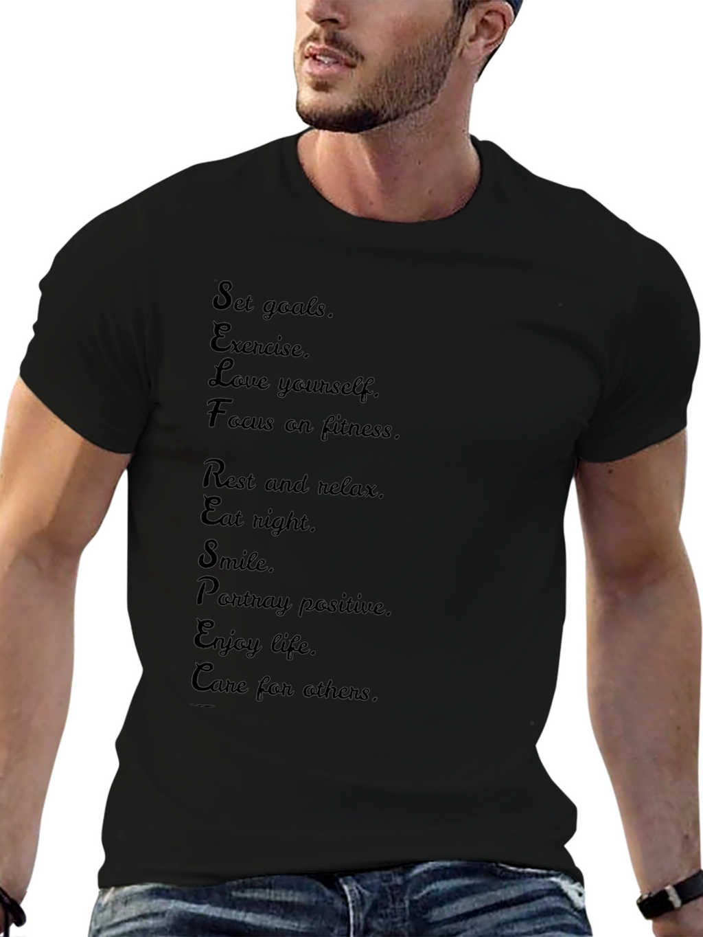 Motivational Black T-Shirt: Self-Care Edition
