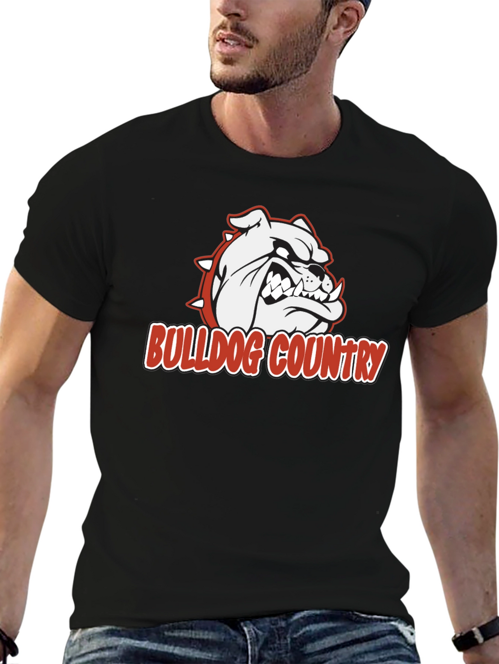 Bulldog Country Graphic T-Shirt - Black Cotton Tee