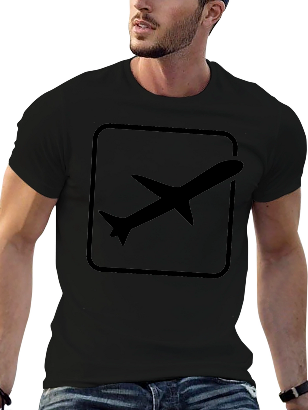 Airplane Graphic T-Shirt - Black