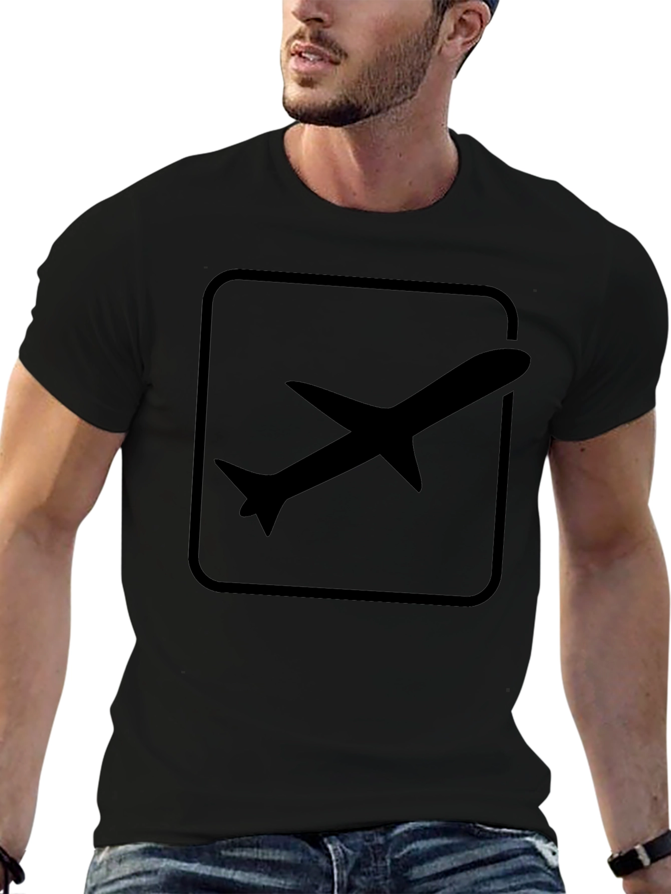 Airplane Graphic T-Shirt - Black