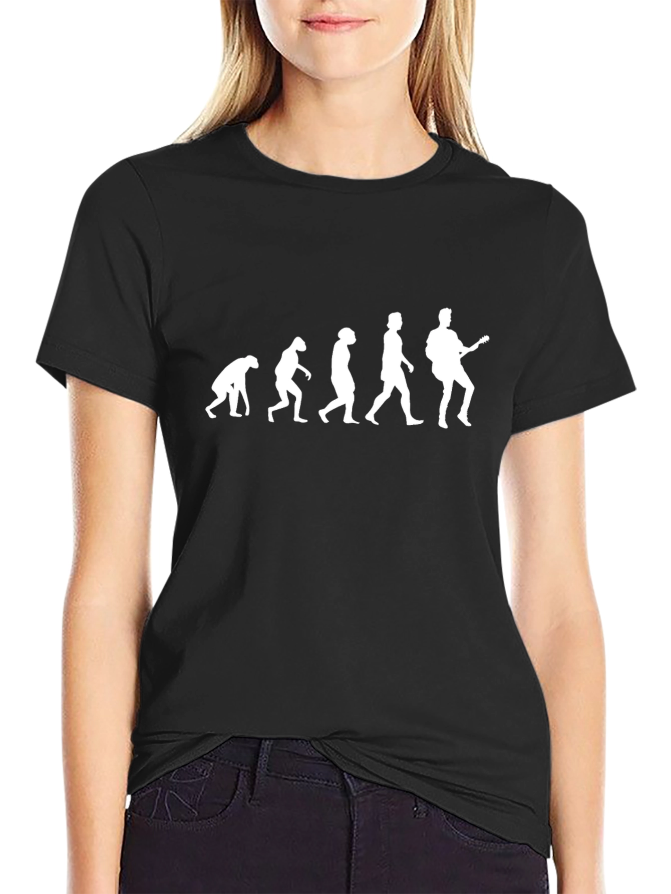 Evolution of a Guitarist Funny Black T-Shirt