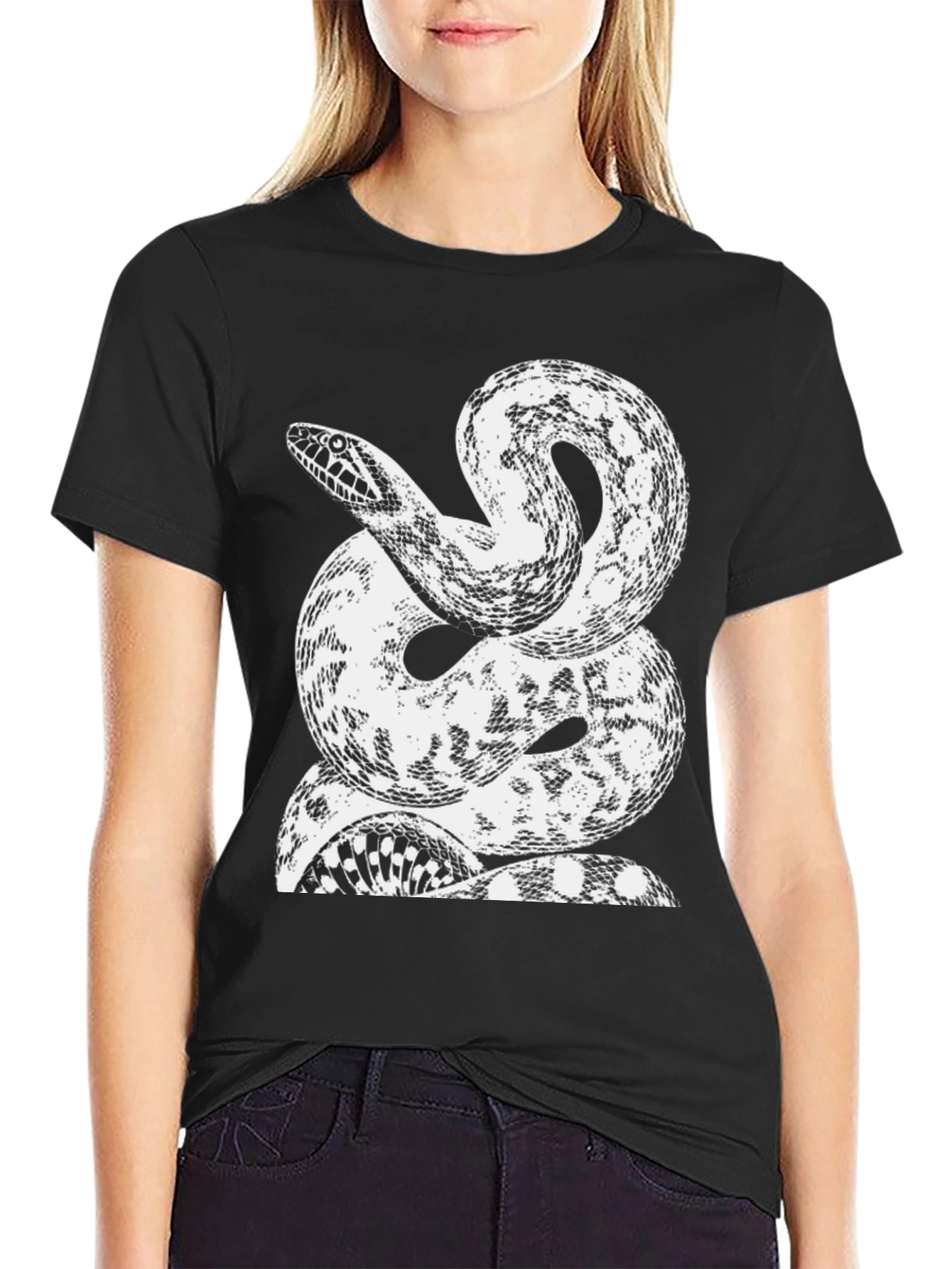 Snake Graphic Tee - Mens Black Cotton T-Shirt