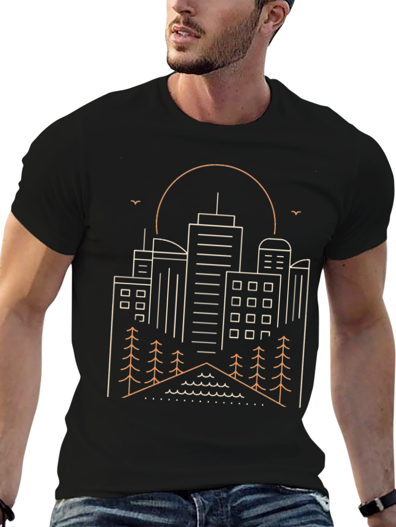 Cityscape Outline Graphic T-Shirt