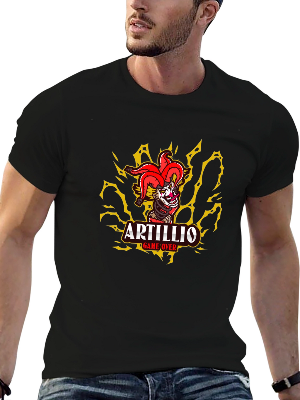Artillio Game Over Clown Graphic Black T-Shirt