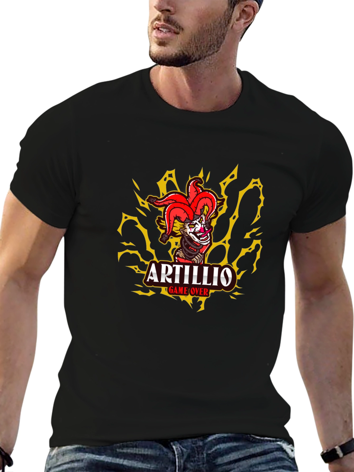 Artillio Game Over Clown Graphic Black T-Shirt