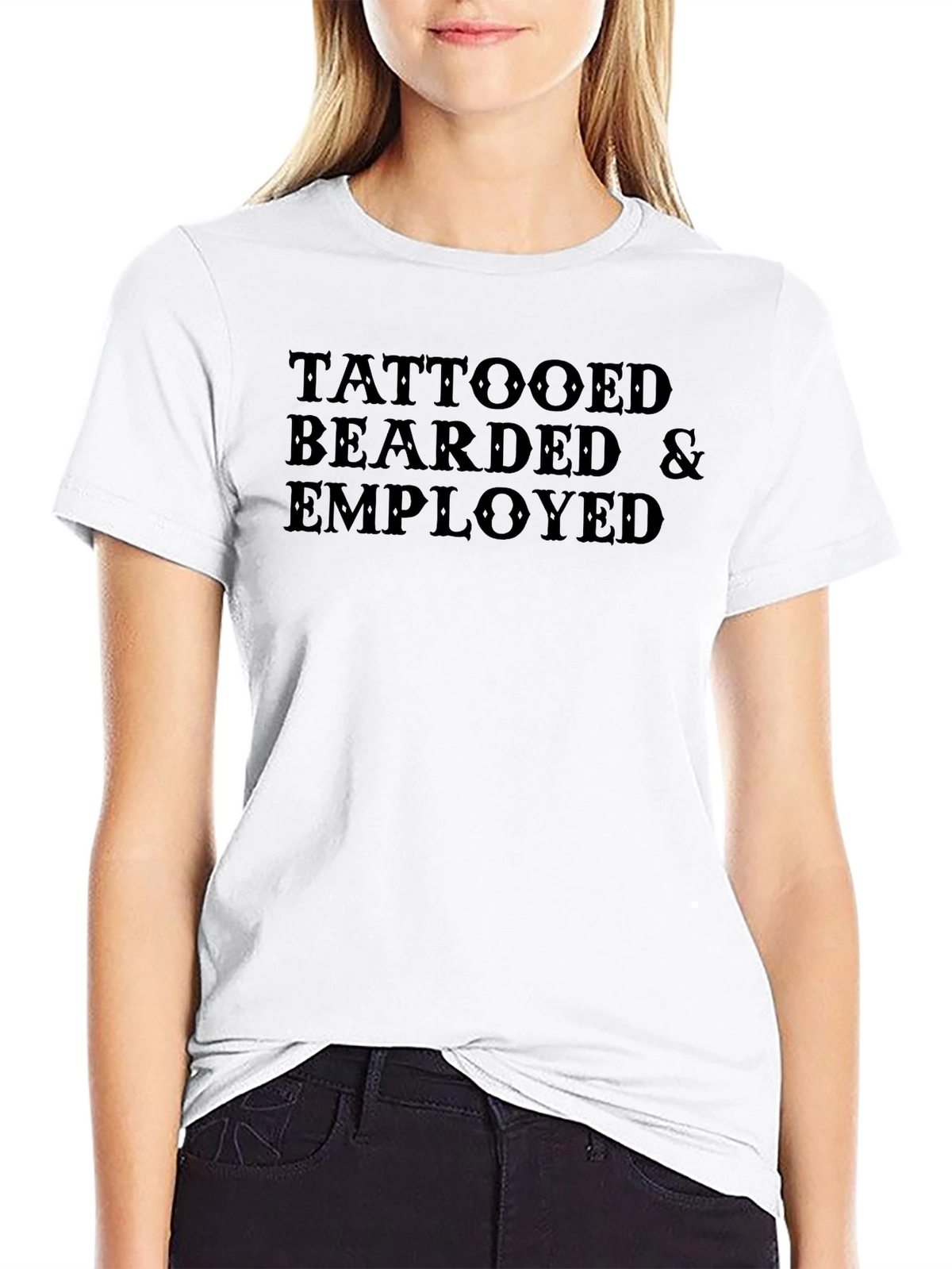 Tattooed Bearded & Employed Graphic Tee - Black Cotton T-Shirt