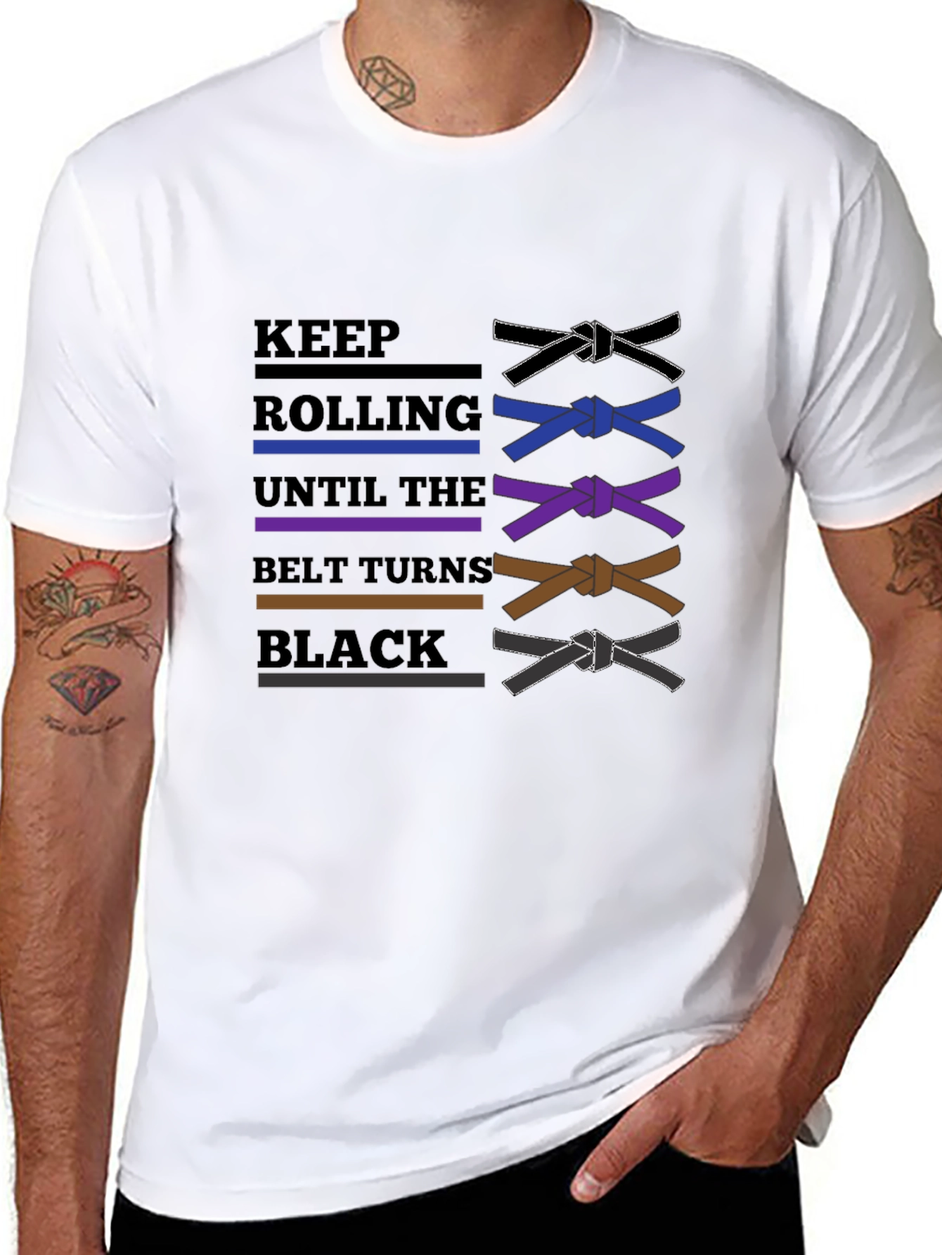 BJJ Keep Rolling Belt Turns Black T-Shirt
