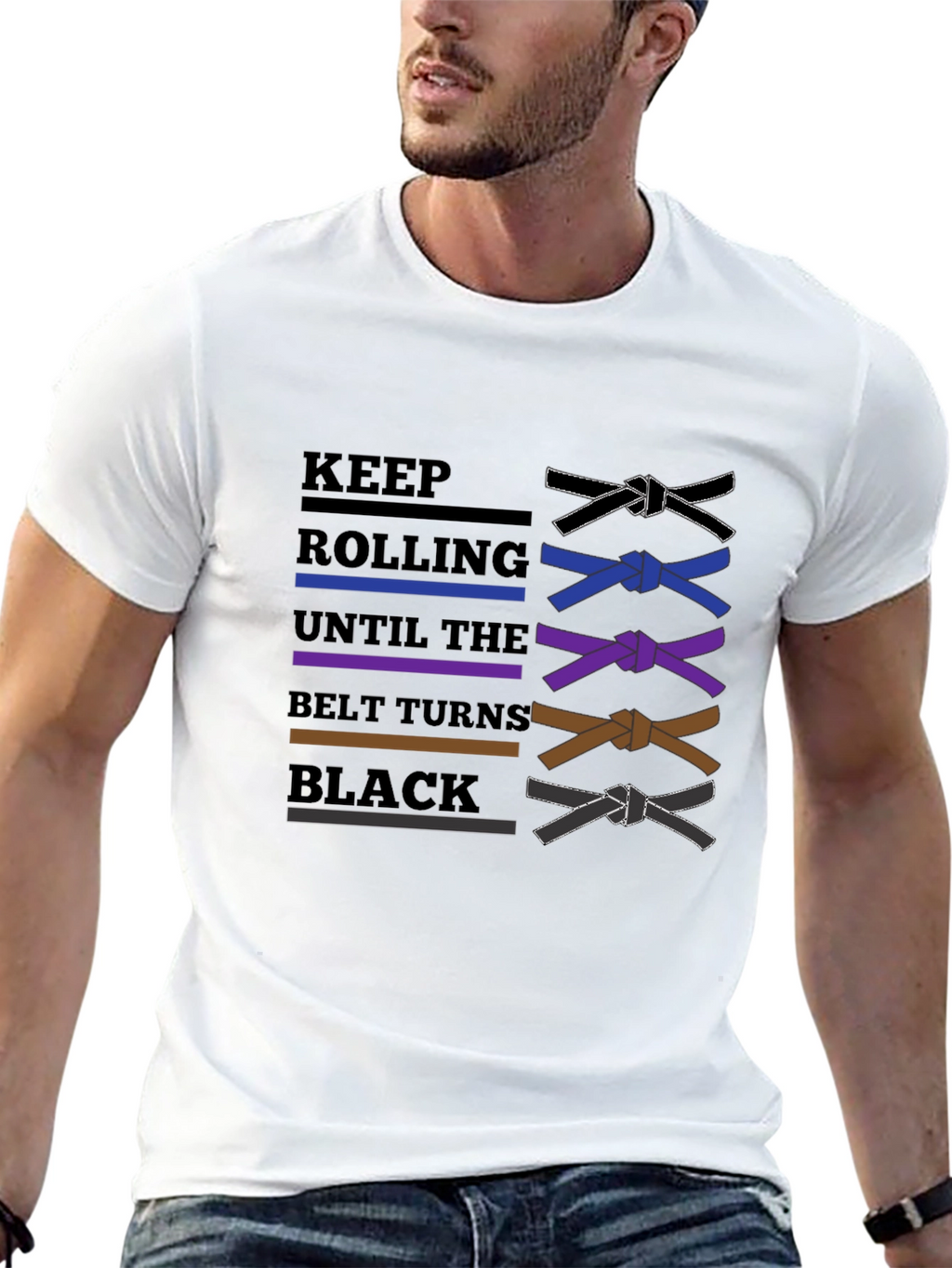 BJJ Keep Rolling Belt Turns Black T-Shirt