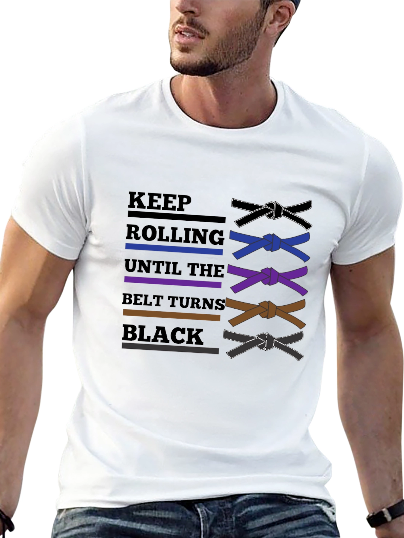 BJJ Keep Rolling Belt Turns Black T-Shirt
